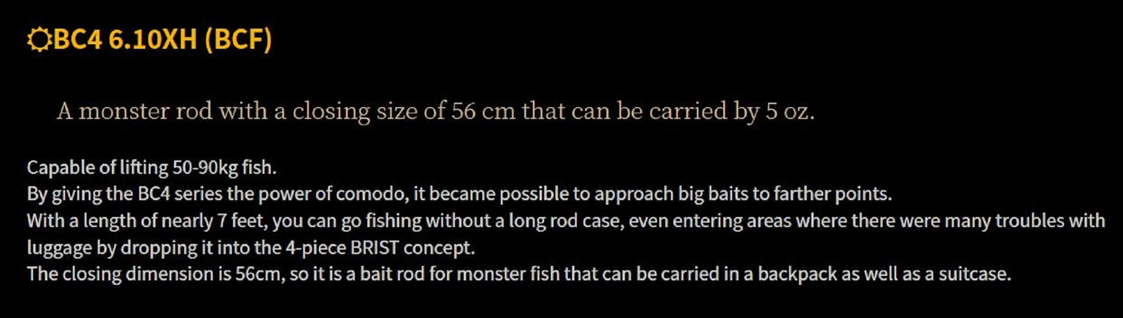 Fishman Rod Baitcast BC4 6.10 XH 4 Piece Travel Rod (0214)