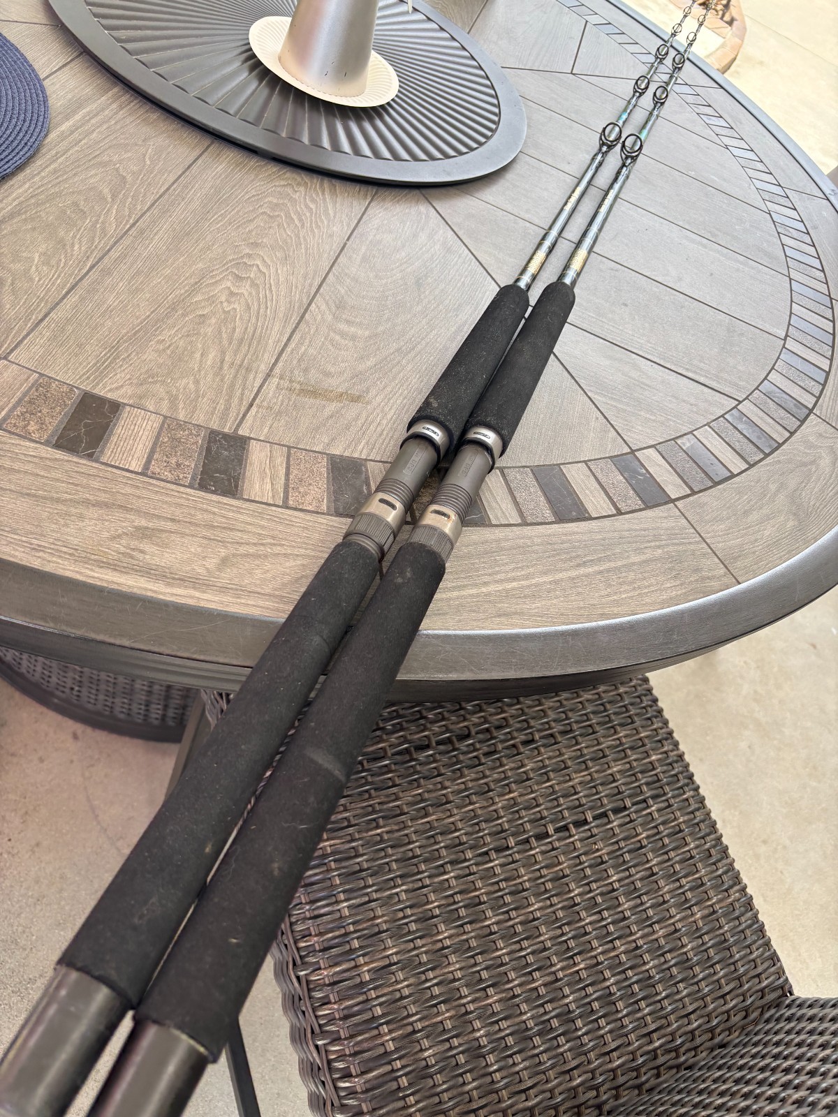 Lot of 2 Seeker Black Steel Fishing Rods Excellent Condition Long Beach