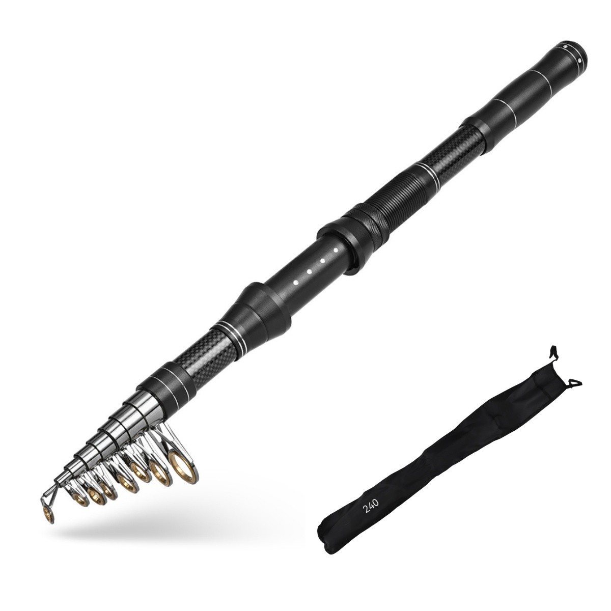 Lure Casting Travel Fishing Pole at Length of 240cm Lightweight Design