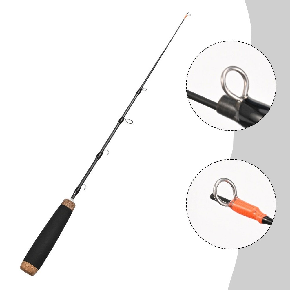 for 2 Section Telescopic Ice Fishing Rod Carbon Fiber 50cm With Wooden Grip