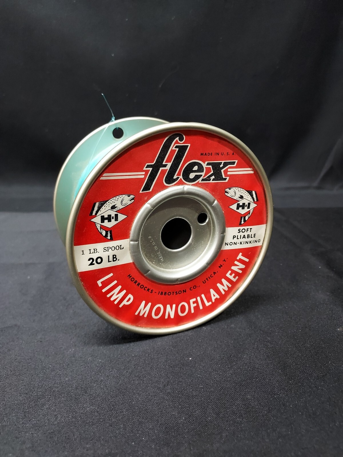 Vintage Flex Fishing Line Limp Monofilament 20 lb Line On Metal Spool Made USA