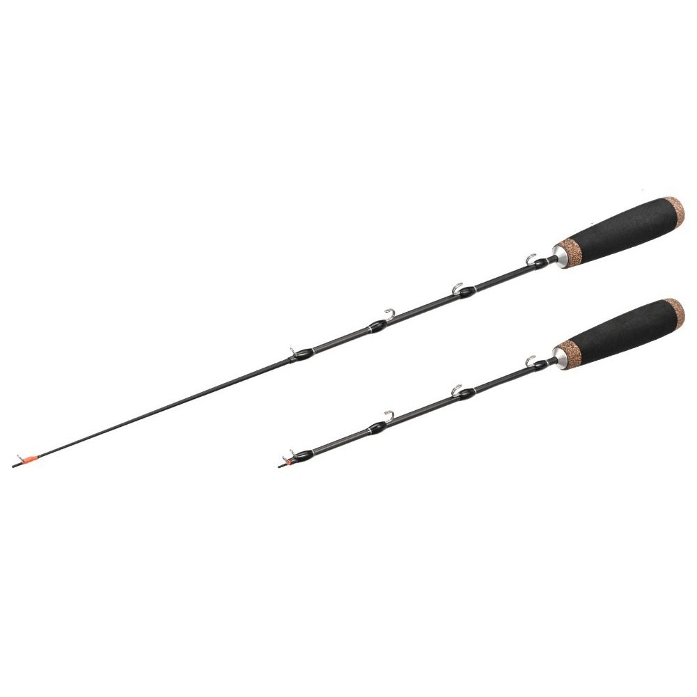 Compact Carbon Ice Fishing Rod 50cm Telescopic 2 Section With Line Wrap Buckle
