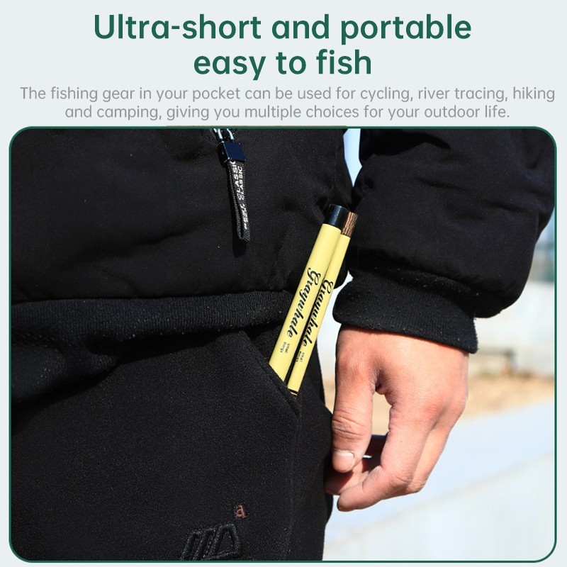 25cm Ultra Short Telescopic Fishing Rod Carbon Fiber Micro Ring Lightweight Pole