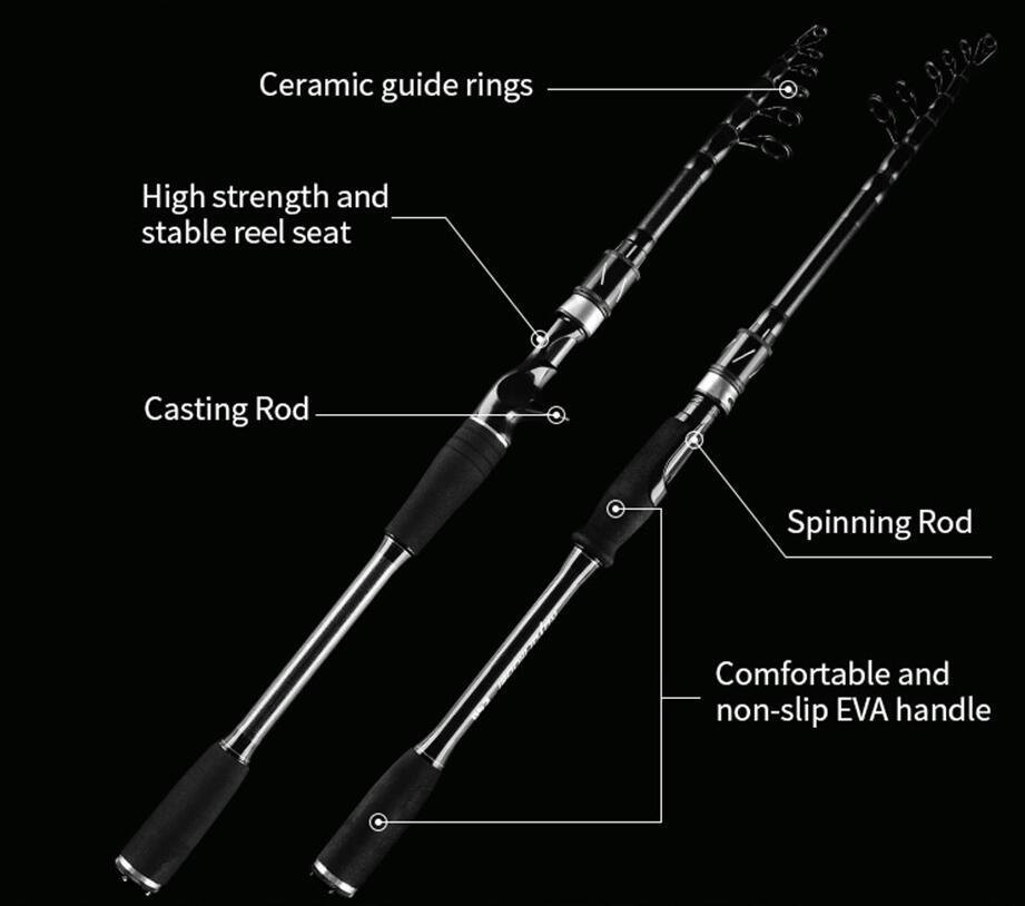 Telescopic Fishing Rod 1.8M-3.6M Carp Carbon Fiber Fishing Pole Spinning Casting