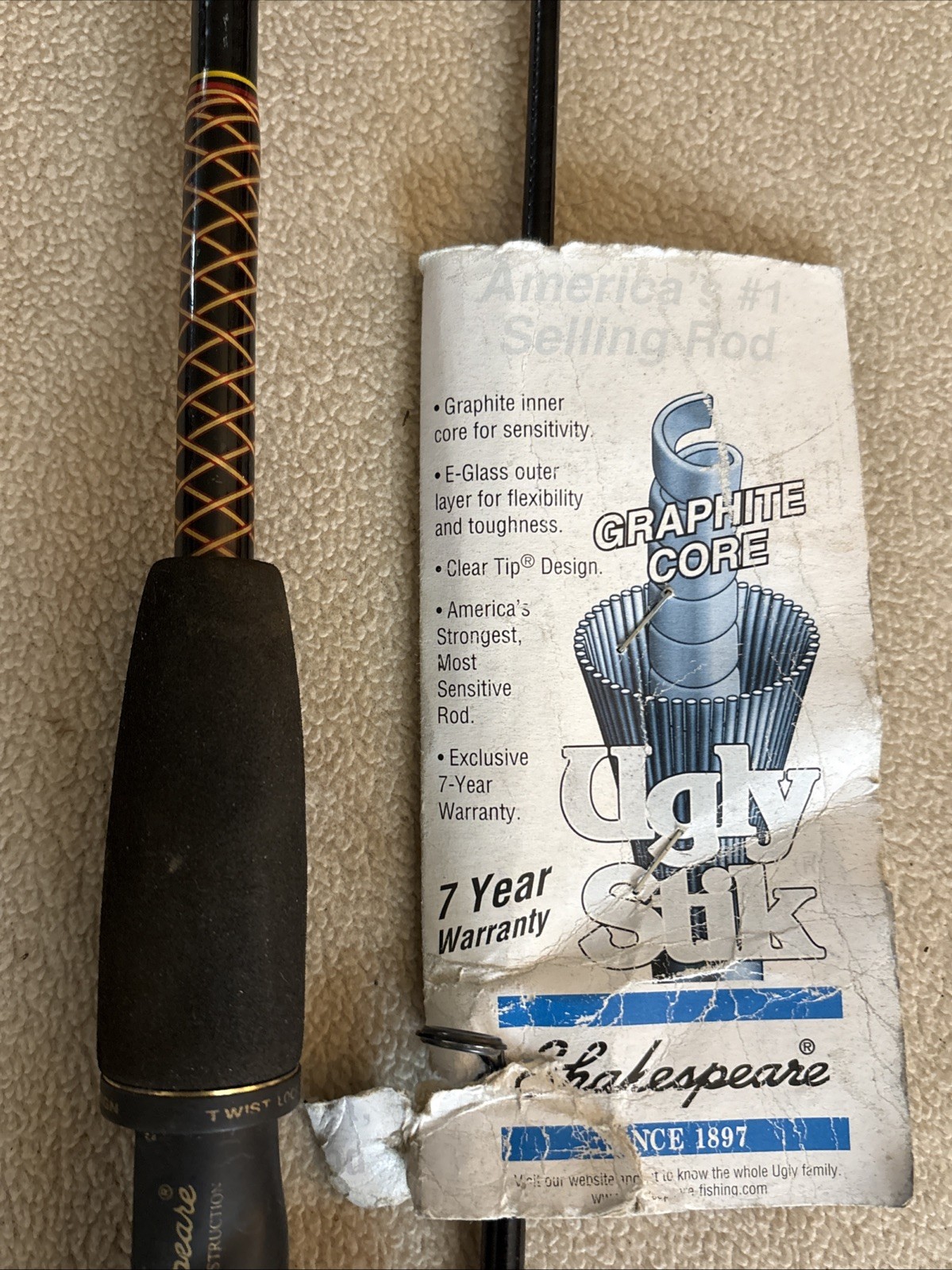 Shakespeare Ugly Stik Med SCL 1100 6’0” Two Piece Fishing Rod ~ Never Used