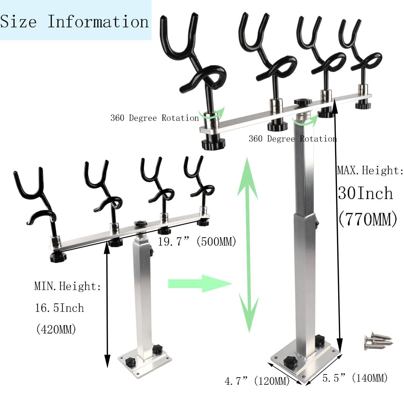 Sure Grip Aluminum Boat Fishing Rod Holder, PVC Coated Steel Wire Adjustable