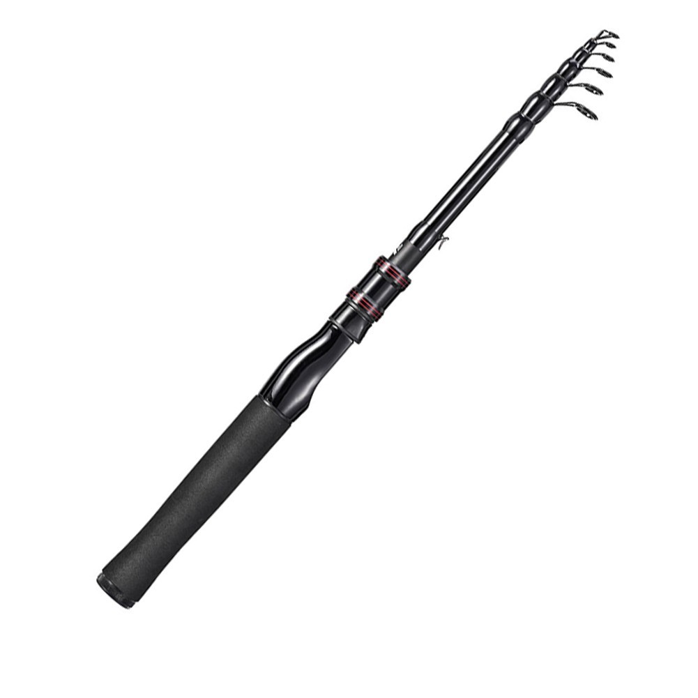 1.5/1.8/2.1M Black Telescopic Lure Rod Spinner Carbon Fiber Travel Sea ??pole