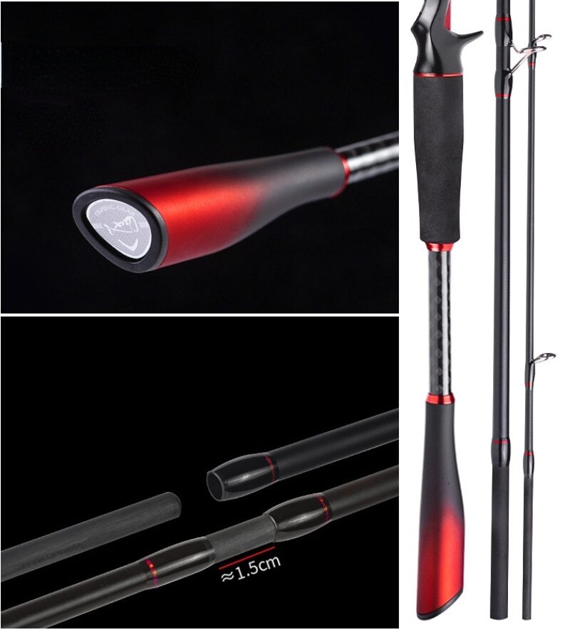 1.8M 2.1M 2.4M Fishing Rod 3 Section Poles Carbon Fiber Spinning/Casting Rods
