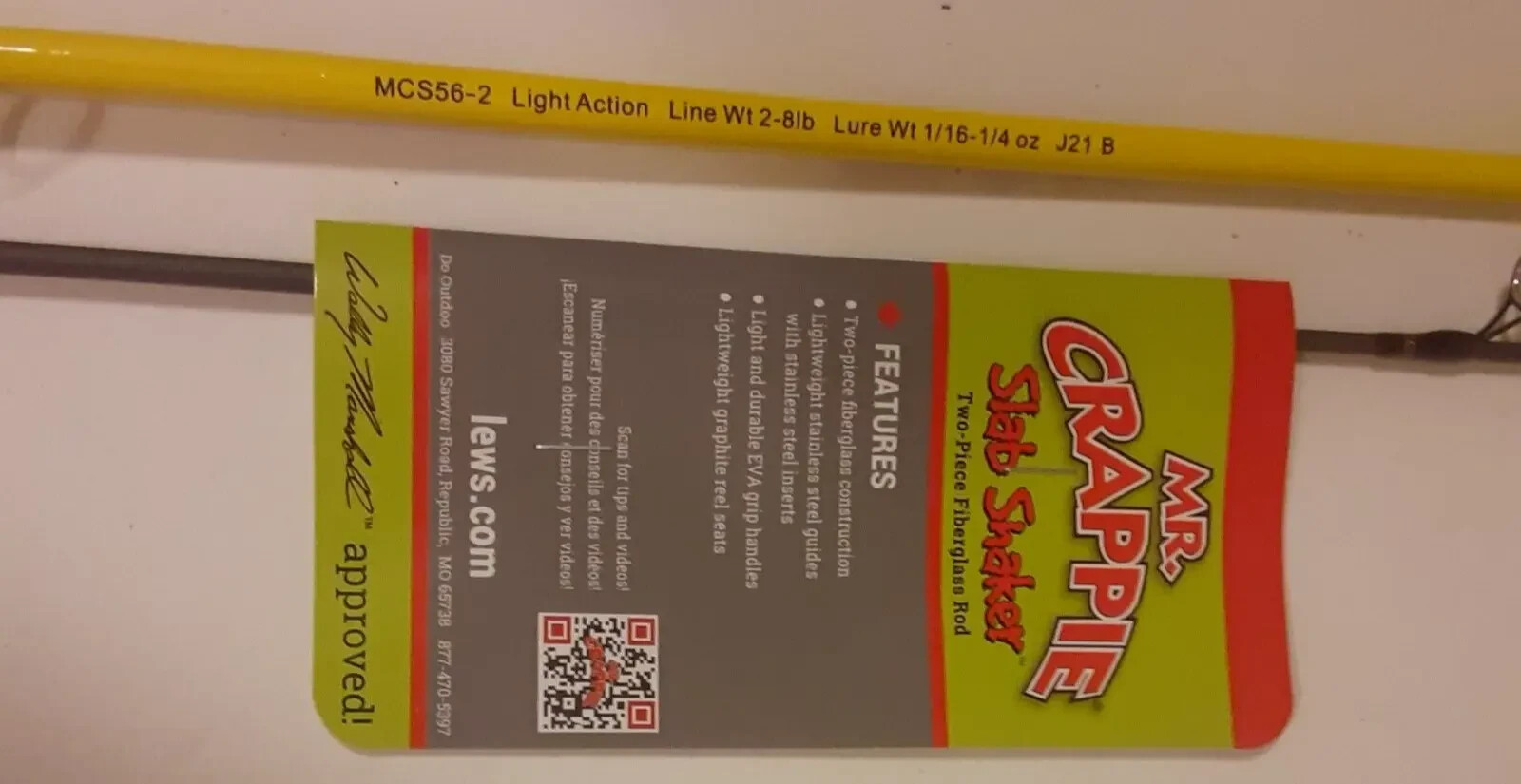 lot of 3 LEWS MR CRAPPIE SLAB SHAKER 5’6″ LIGHT 2 PIECE SPINNING ROD