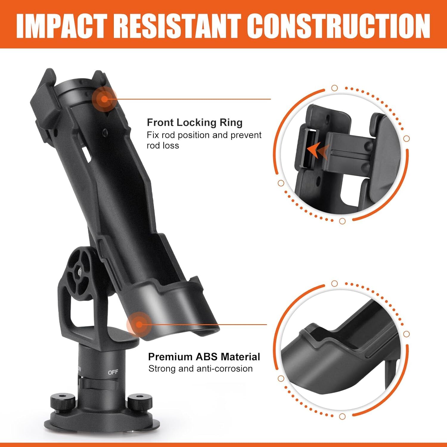 Kayak Fishing Rod Holder,360° Fishing Boat Rod Holder for Track Mount/Deck Mount