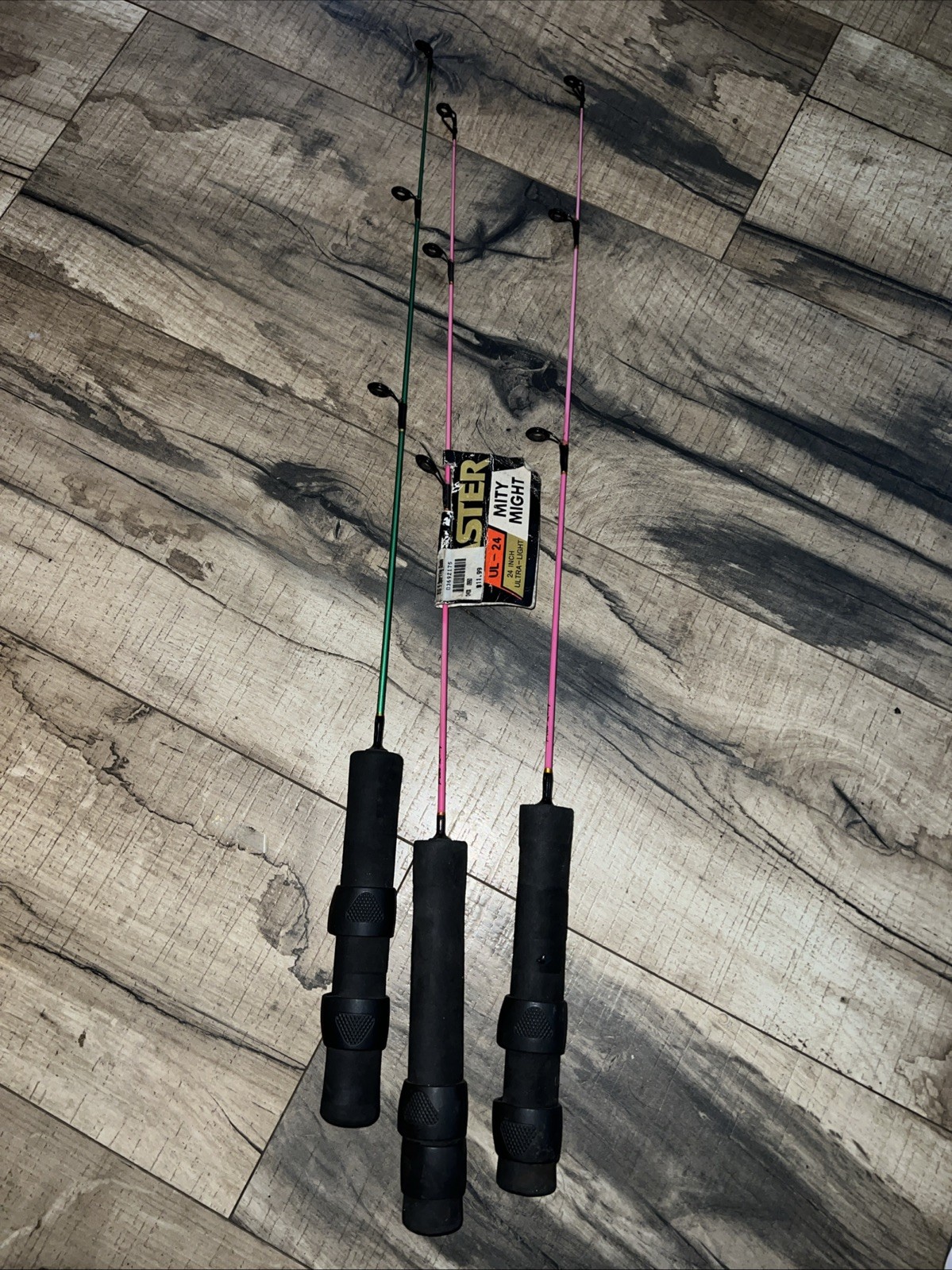 (3) Master Mighty Mity 24″ Ice Fishing Rods Ultra Light Never Used Pink Lady