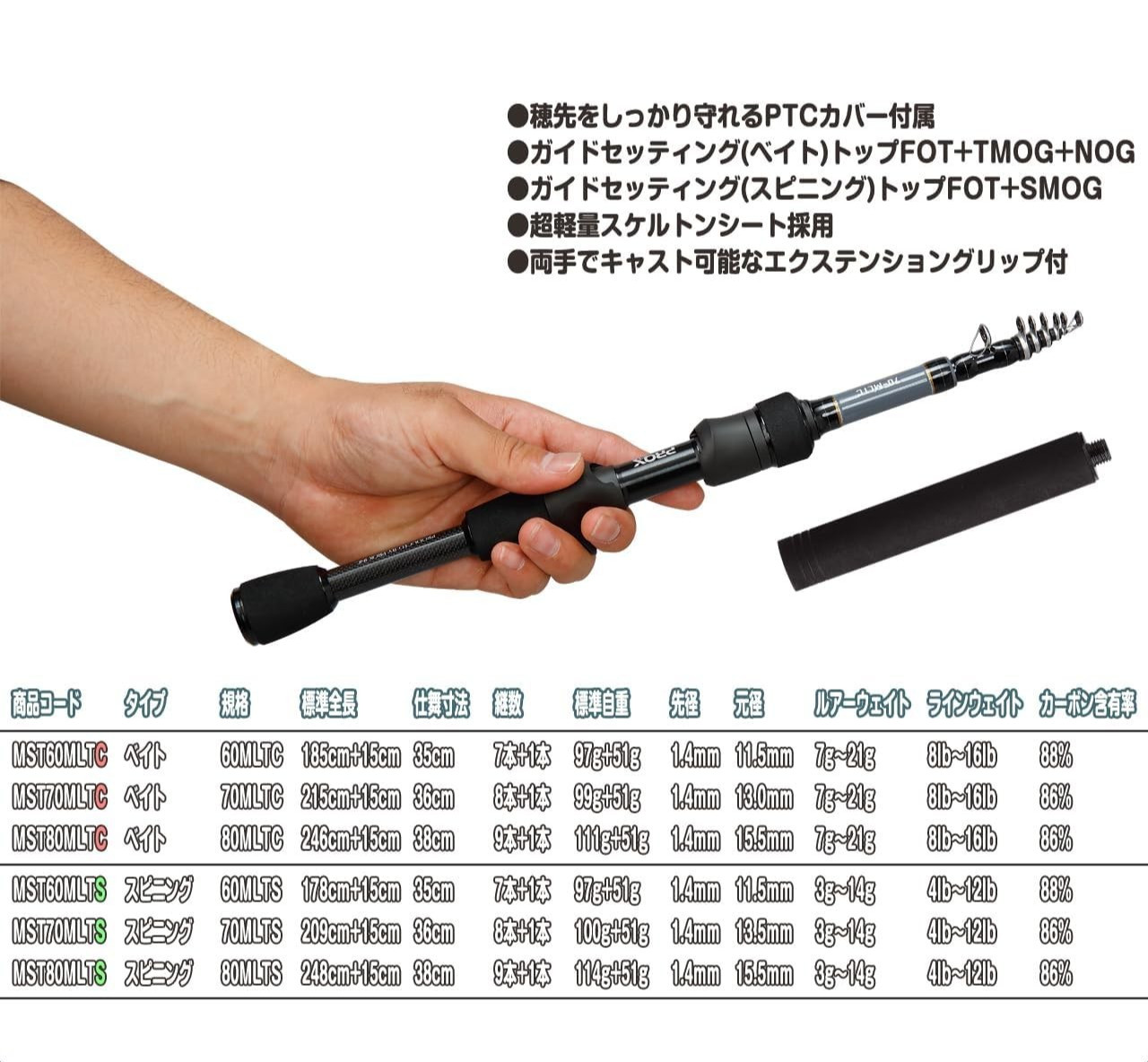 New release PROX MICRO SALT TE Telescopic Salt Lure Rod variations
