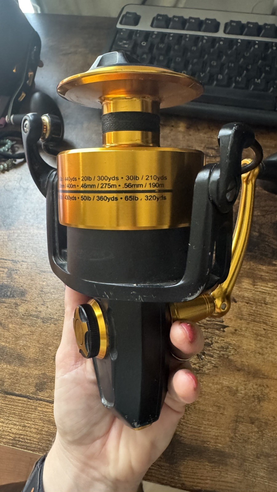 Penn Spinfisher V Setup with 7ft Fishing Rod, Spinfisher V reel 7500, and line