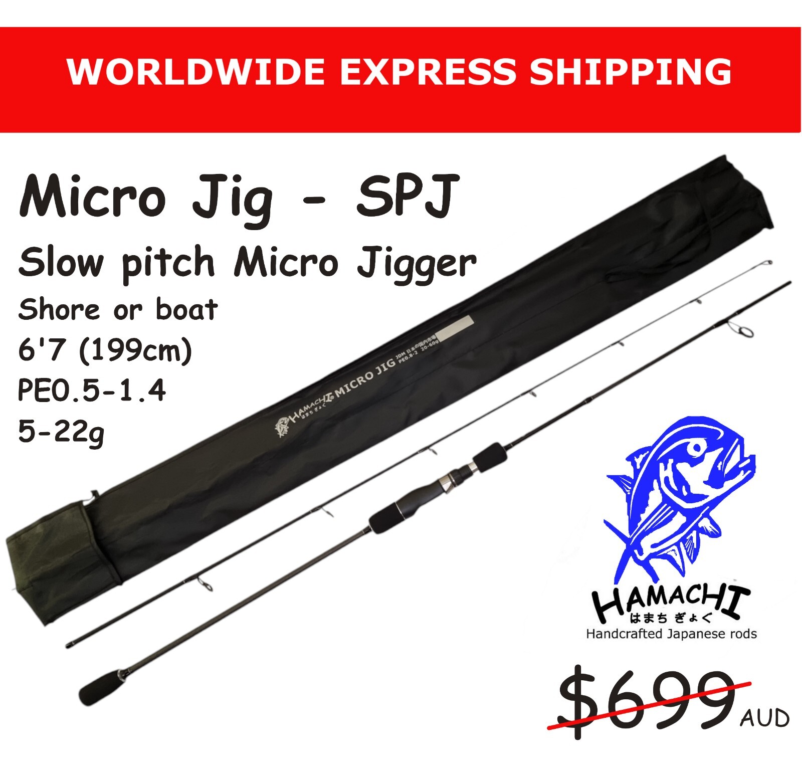 Hamachi Micro jigger Slow Pitch Jig PE0.5 – 1.4 Japanese fishing rod spin 20lb
