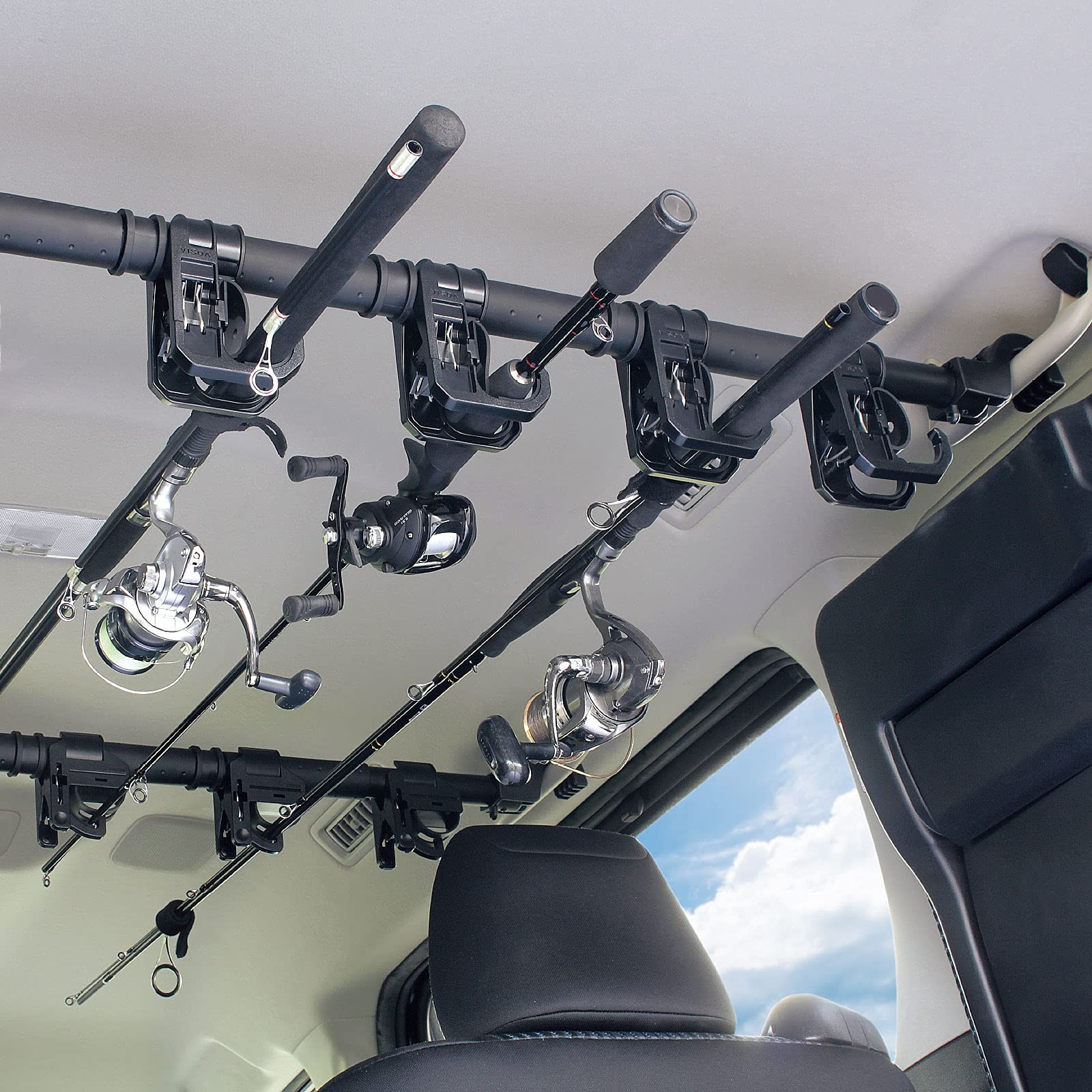 LITTLEMOLE Car Fishing 4 Rod Holder, Adjustable 35 to 57 Inch, Heavy LM51S