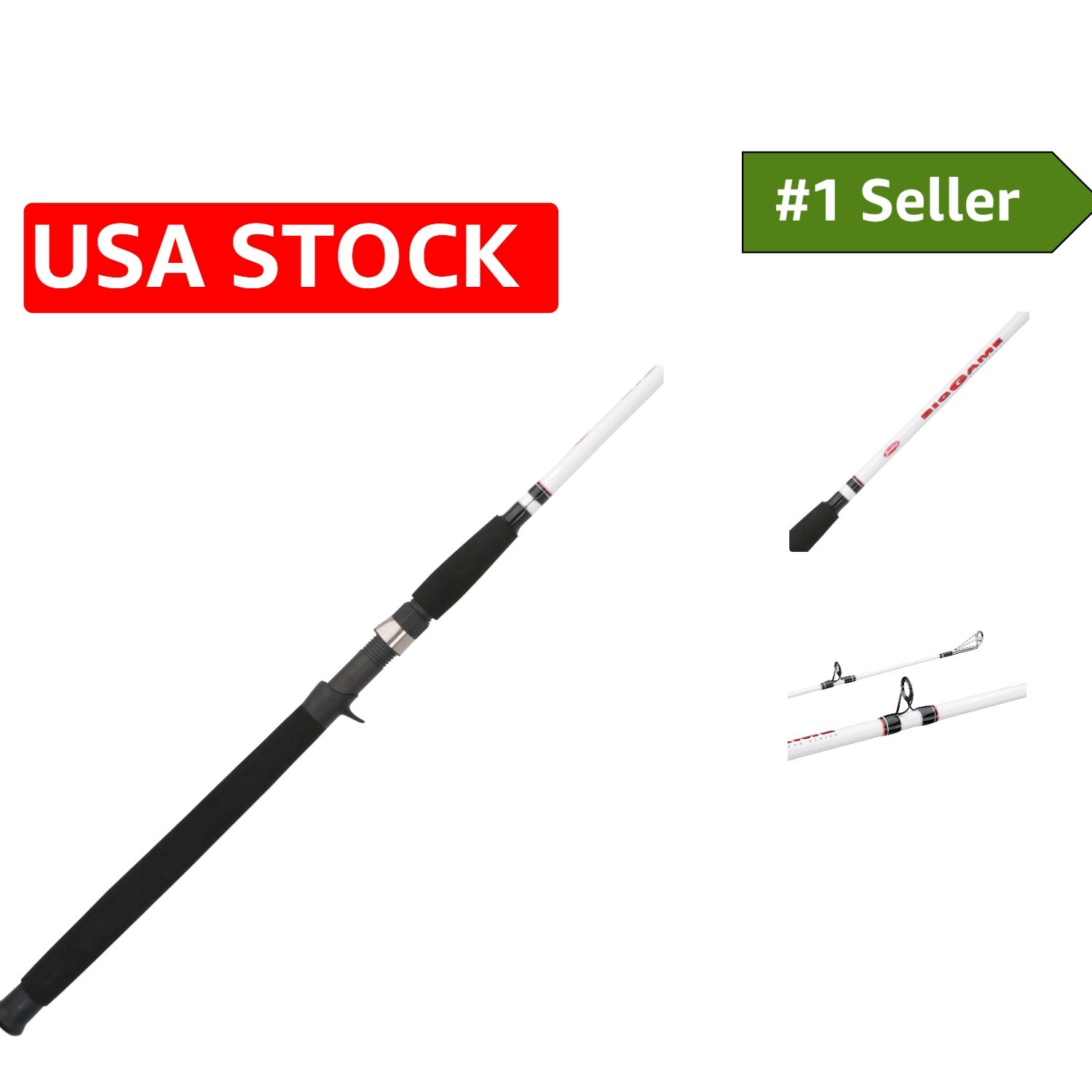 Lightweight 7′ Casting Fishing Rod – 2-Piece, Fiberglass with Titanium Guides