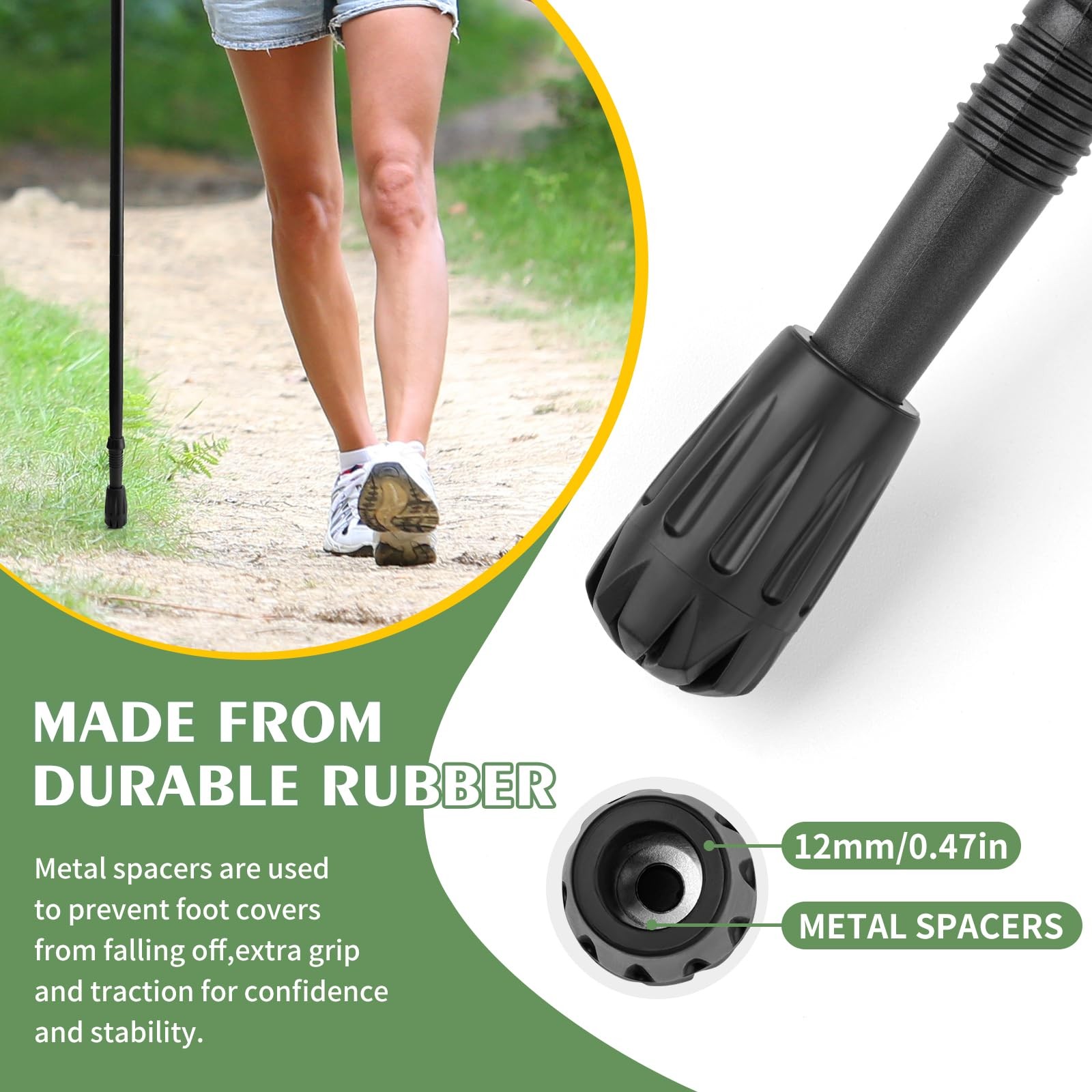 Durable Replacement Rubber Tips for Trekking Poles – Universal Black