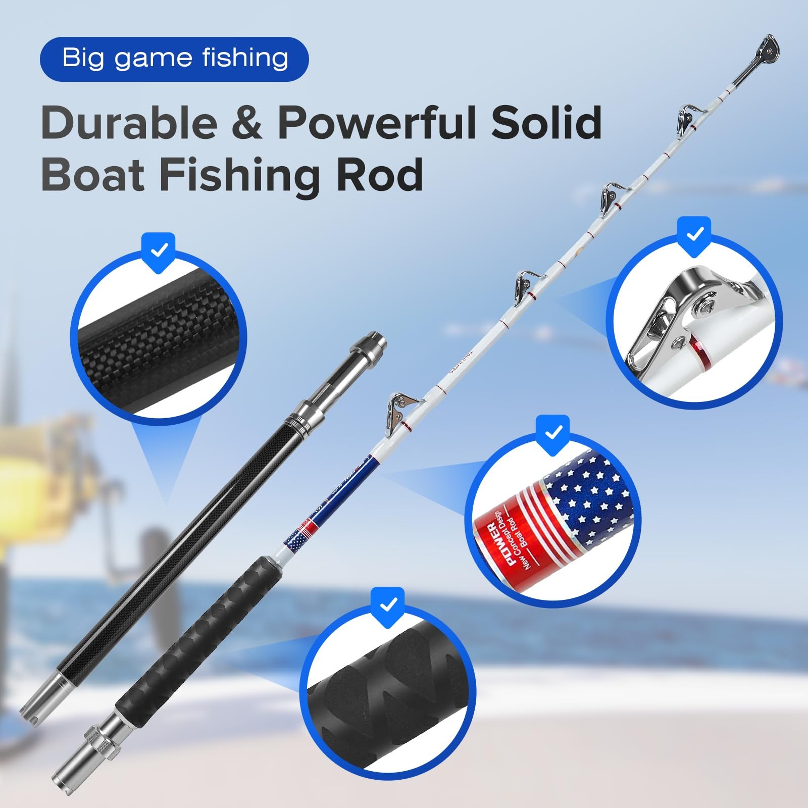 TRHUNTER Trolling Rod Saltwater Offshore Big Game Fishing Rod Conventional Bo…