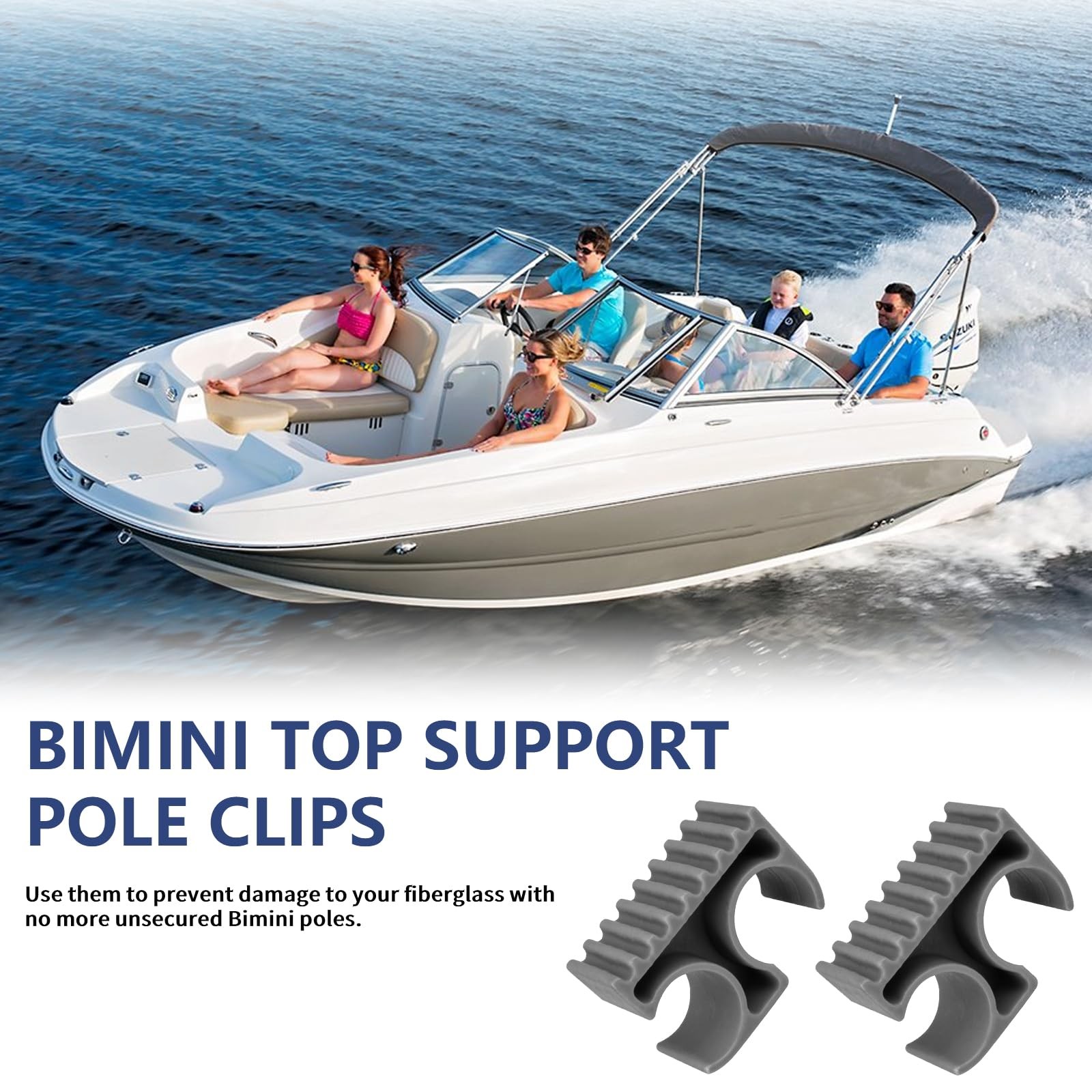 Bimini Top Pole Clips Holder Hardware for 7/8-inch Grey