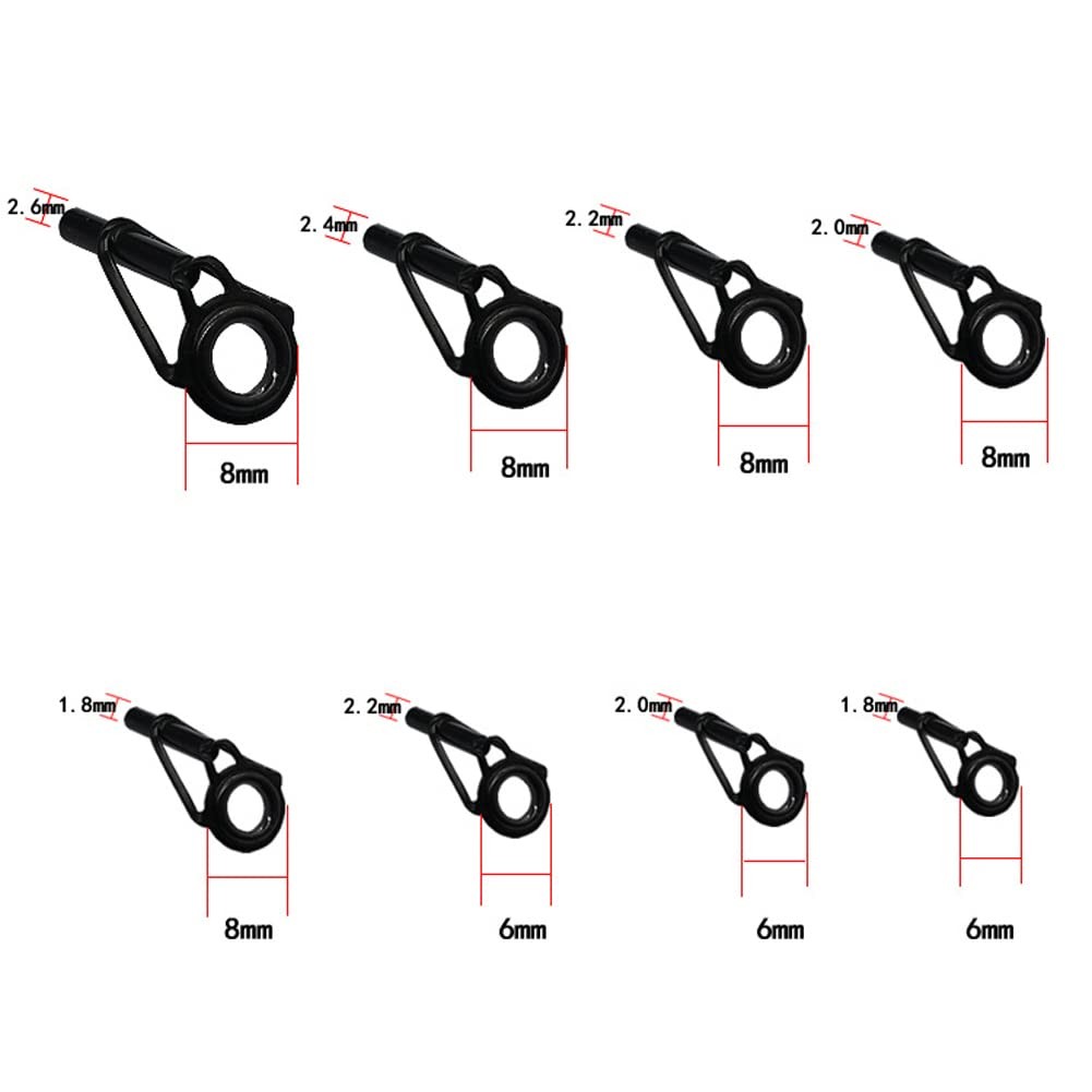 80pcs Fishing Rod Tip Repair Kit, Stainless Steel Ceramic, Black, 8 Sizes, E…