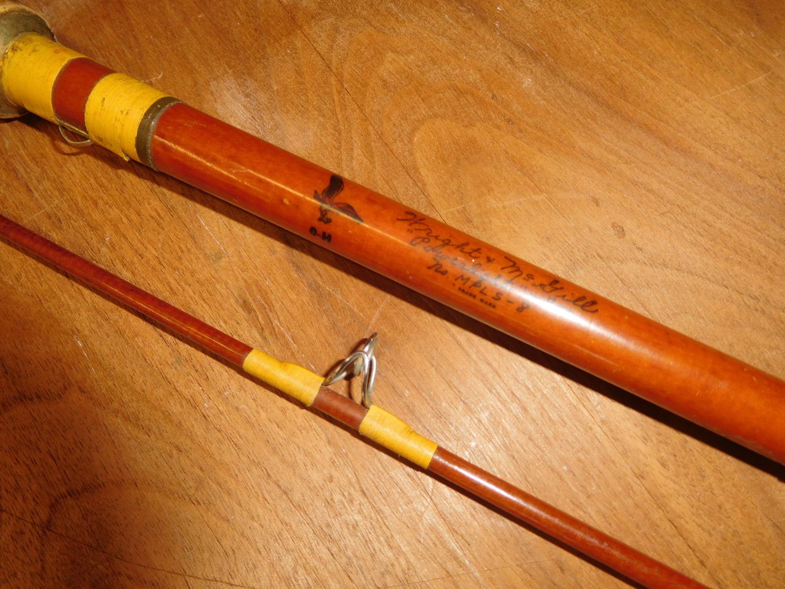 Vintage Wright & McGill 2pc, 8ft, med. action , Glass Spinning Rod, USA Made