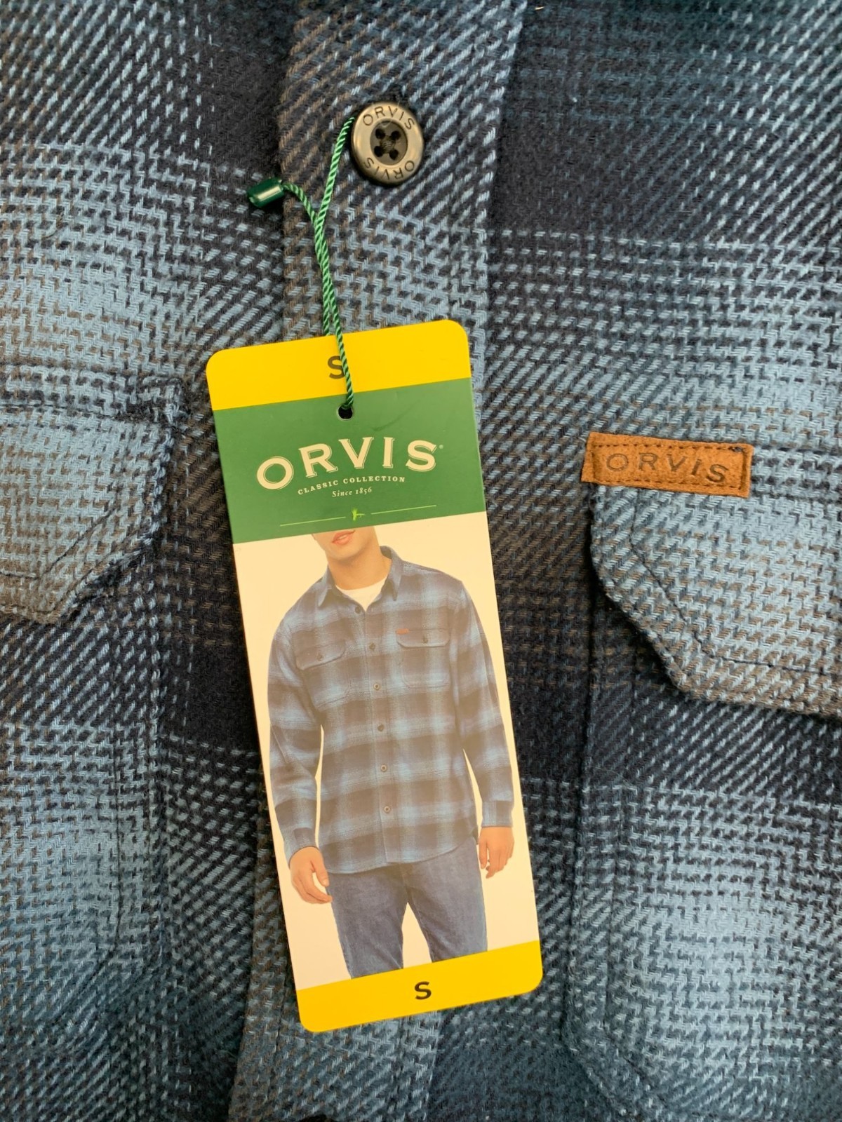 Orvis Men’s Size S Blue Plaid Long Sleeve Button-Up Beefy Flannel Shirt n1312