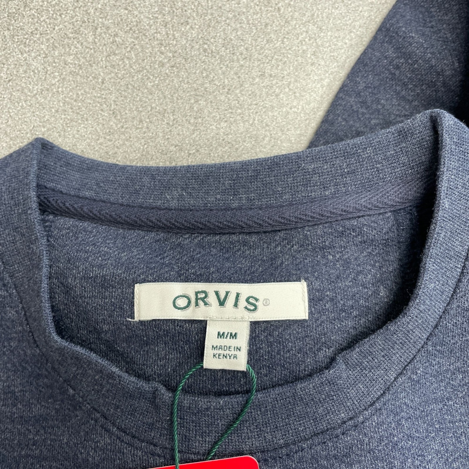 Orvis Men’s M Heathered Navy Long Sleeve Crewneck Sweatshirt Cotton Blend i1693