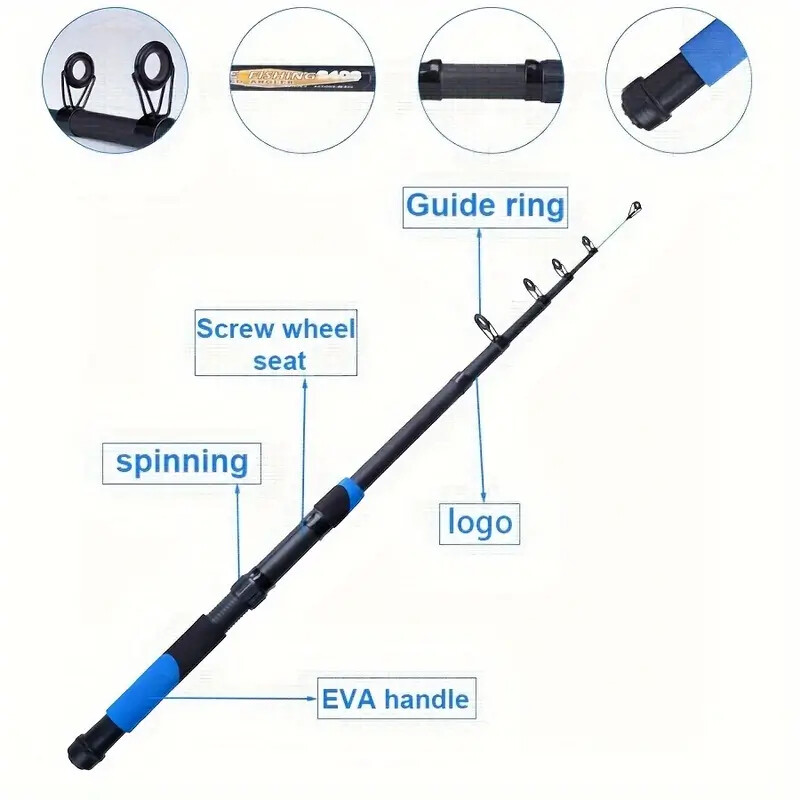 1pc Portable Fibreglass Fishing Rod,1.8M/5.9FT or 6.89FT Telescopic Fishing Pole