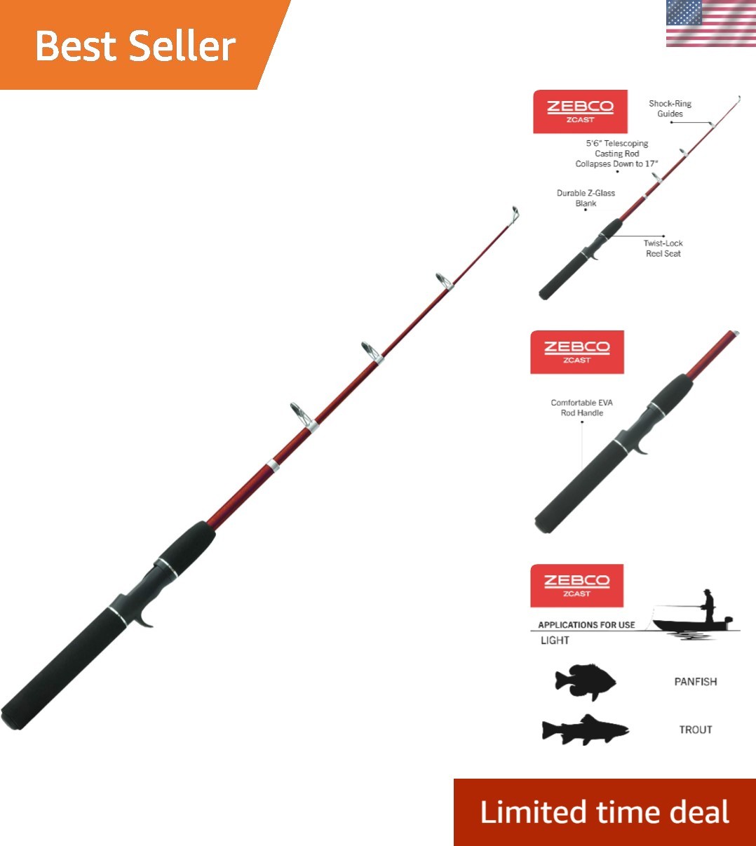 Z-Cast 5’6″ Medium Power Fishing Rod – Perfect for Trout & Panfish Adventures