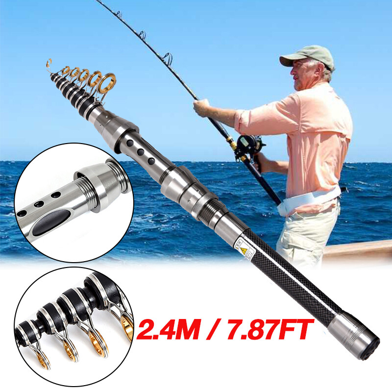 Carbon Fiber Telescopic Fishing Rod Pole Reel Combo Sea Saltwater Freshwater Kit