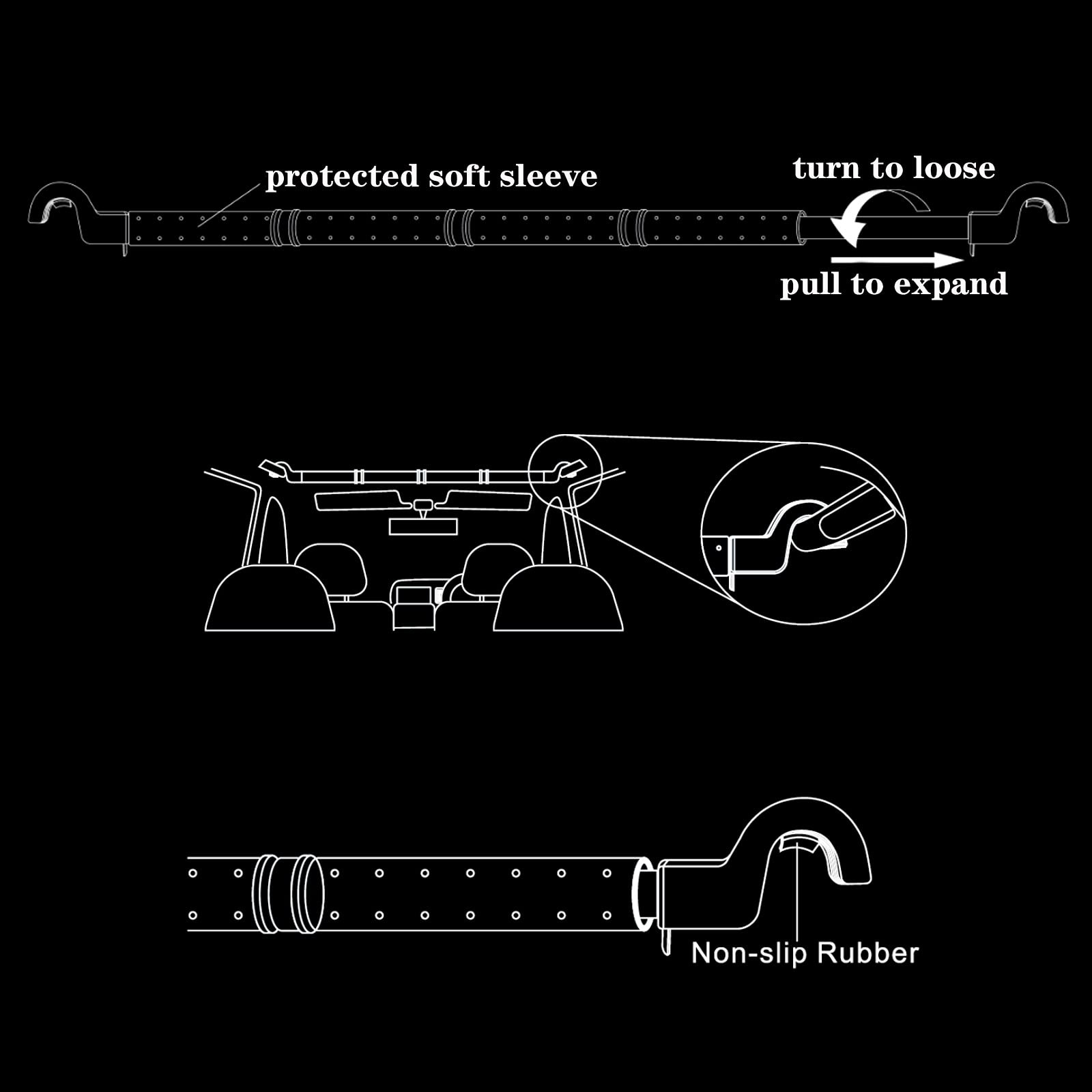 LITTLEMOLE Car Fishing 4 Rod Holder, Adjustable 35 to 57 Inch, Heavy LM51S