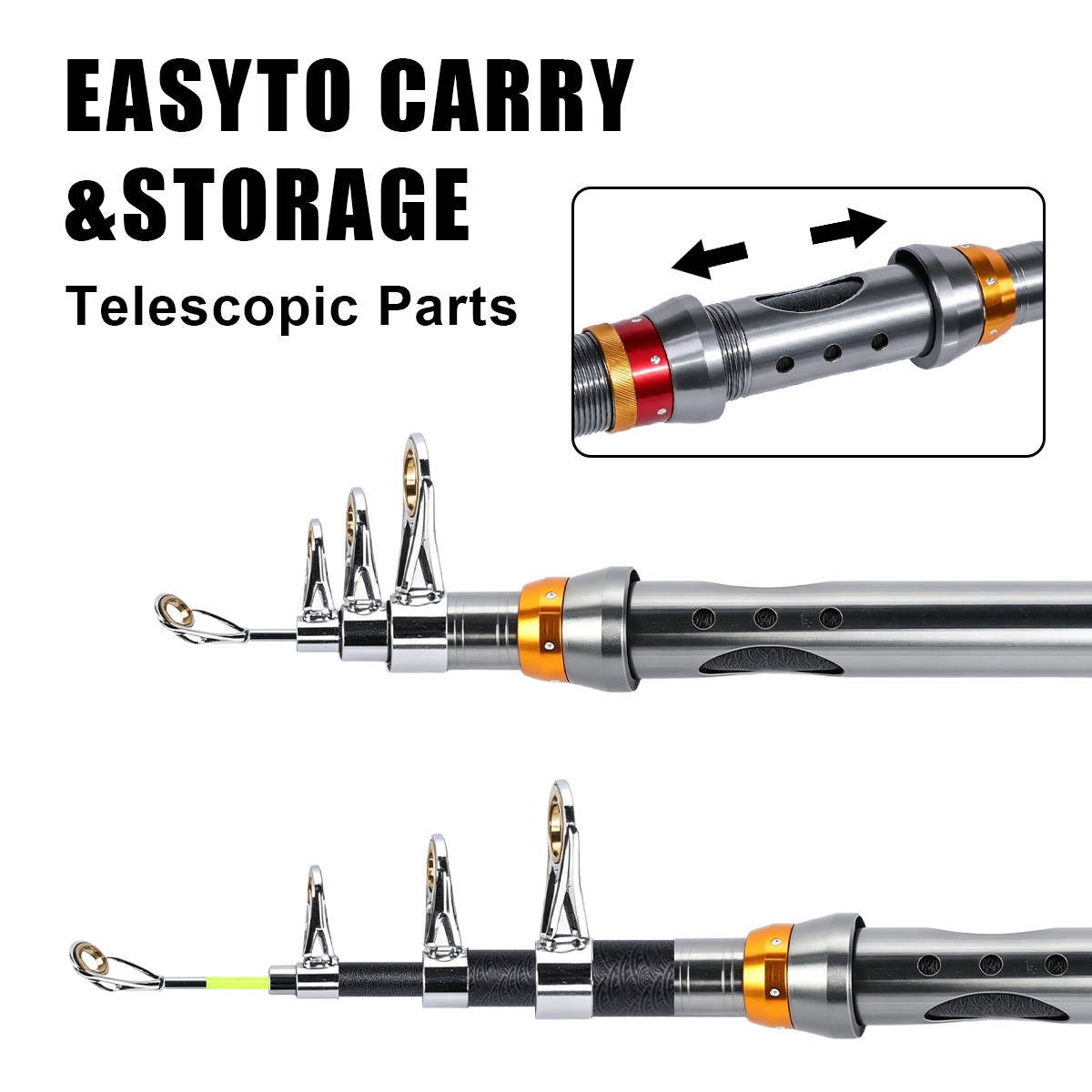 Carbon Fiber Fishing Rod Spinning Casting Pole Telescopic Fishing Rod 20-50lbs