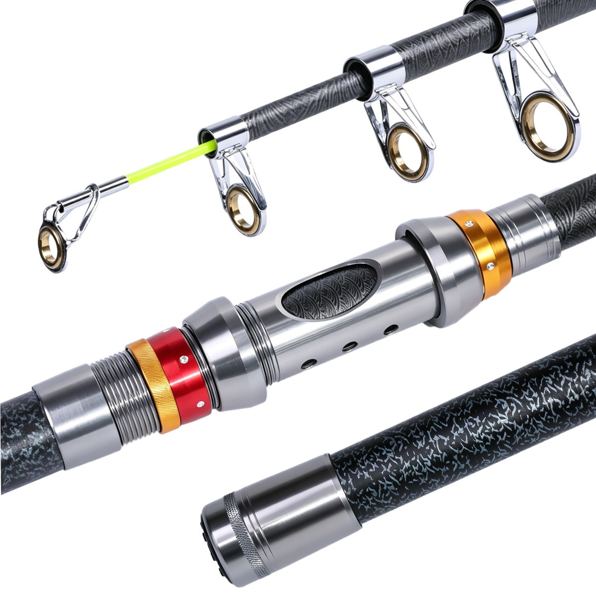 Telescopic Fishing Rod Carbon Fiber 2.1m Portable Sea Saltwater Spinning Pole