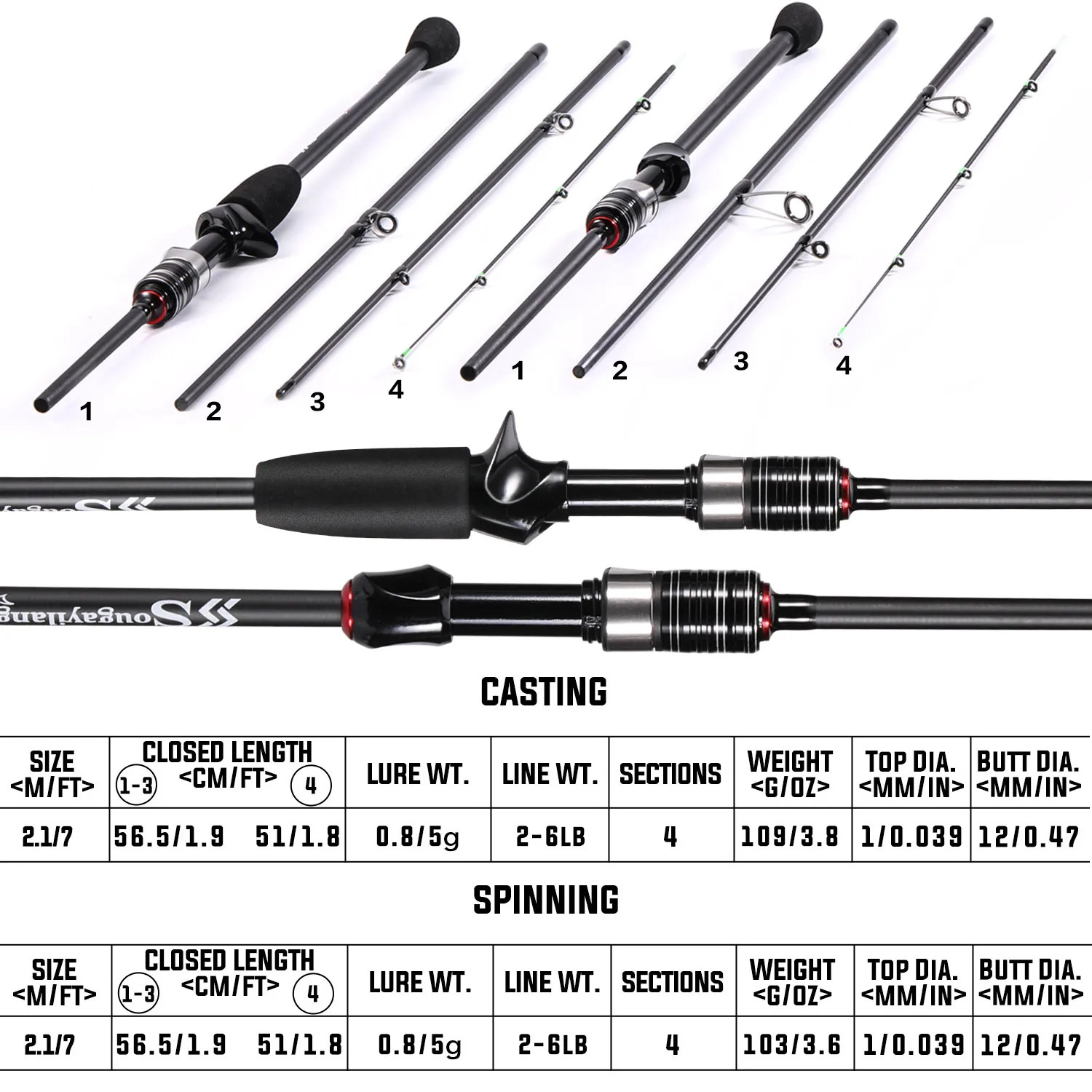 High Carbon Fishing Rod 4 Sections Lightweight anti Entanglement Guide Ring EVA
