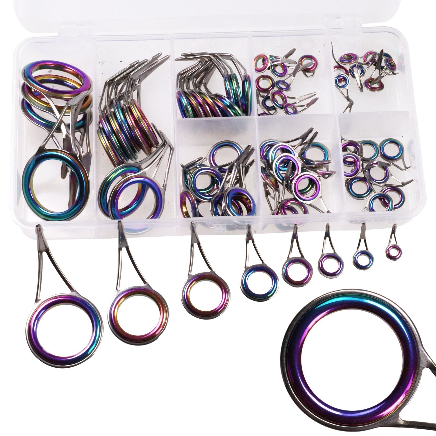 Fishing Rod Tip Repair Kit Stainless Steel Ceramic Ring Replacement 40/75pcs