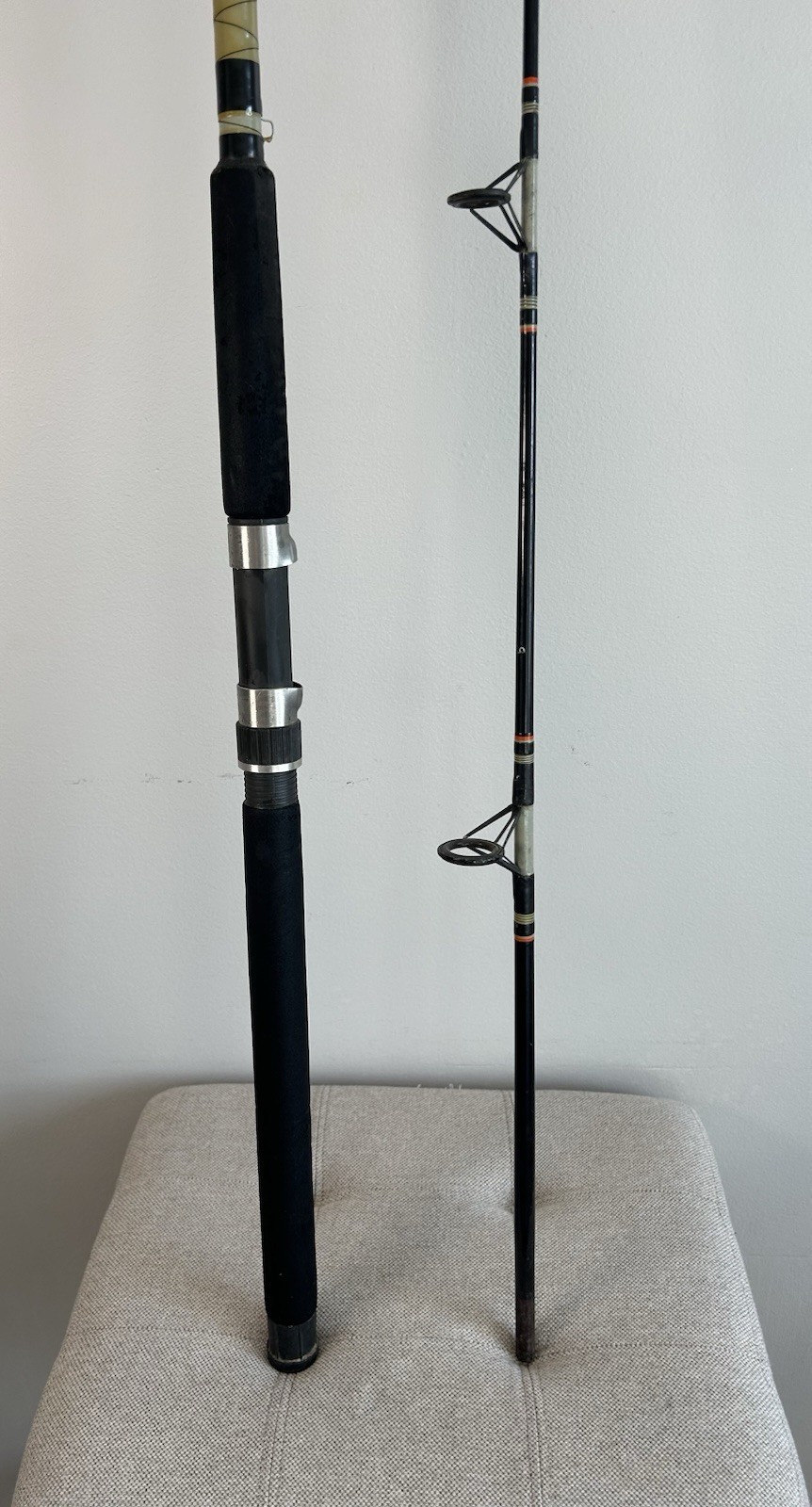 Olympic TT80 Fishing Rod Pole 2-pc 8′ Made In Korea Black & Yellow Vintage