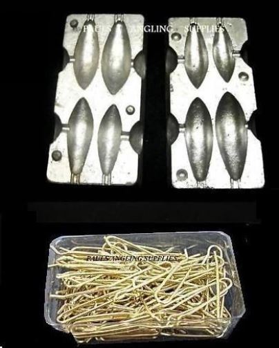 Sea Fishing Lead Weight Mould 4 in1 & 200 Brass Loops Size 1