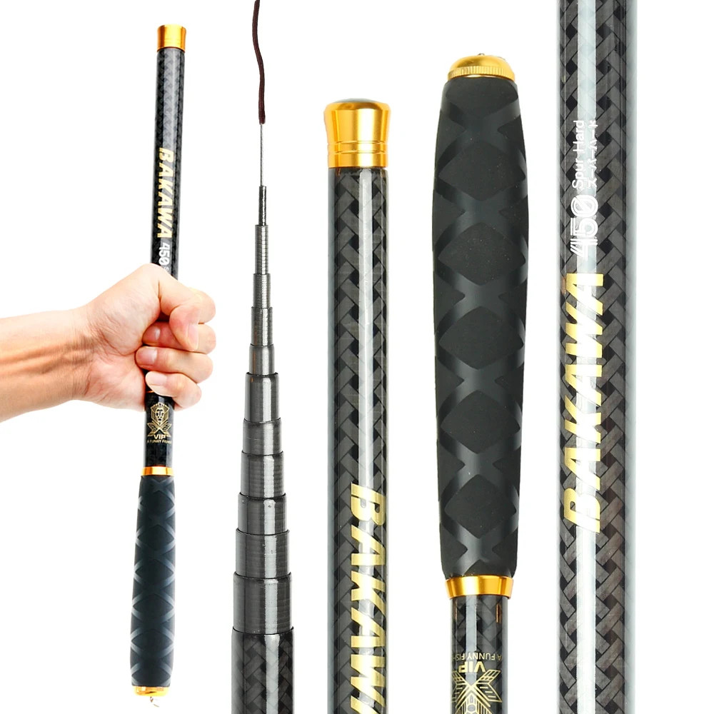 BAKAWA Telescopic Stream Fishing Rod Carp Feeder Carbon Fiber Hard Pesca 3.6M