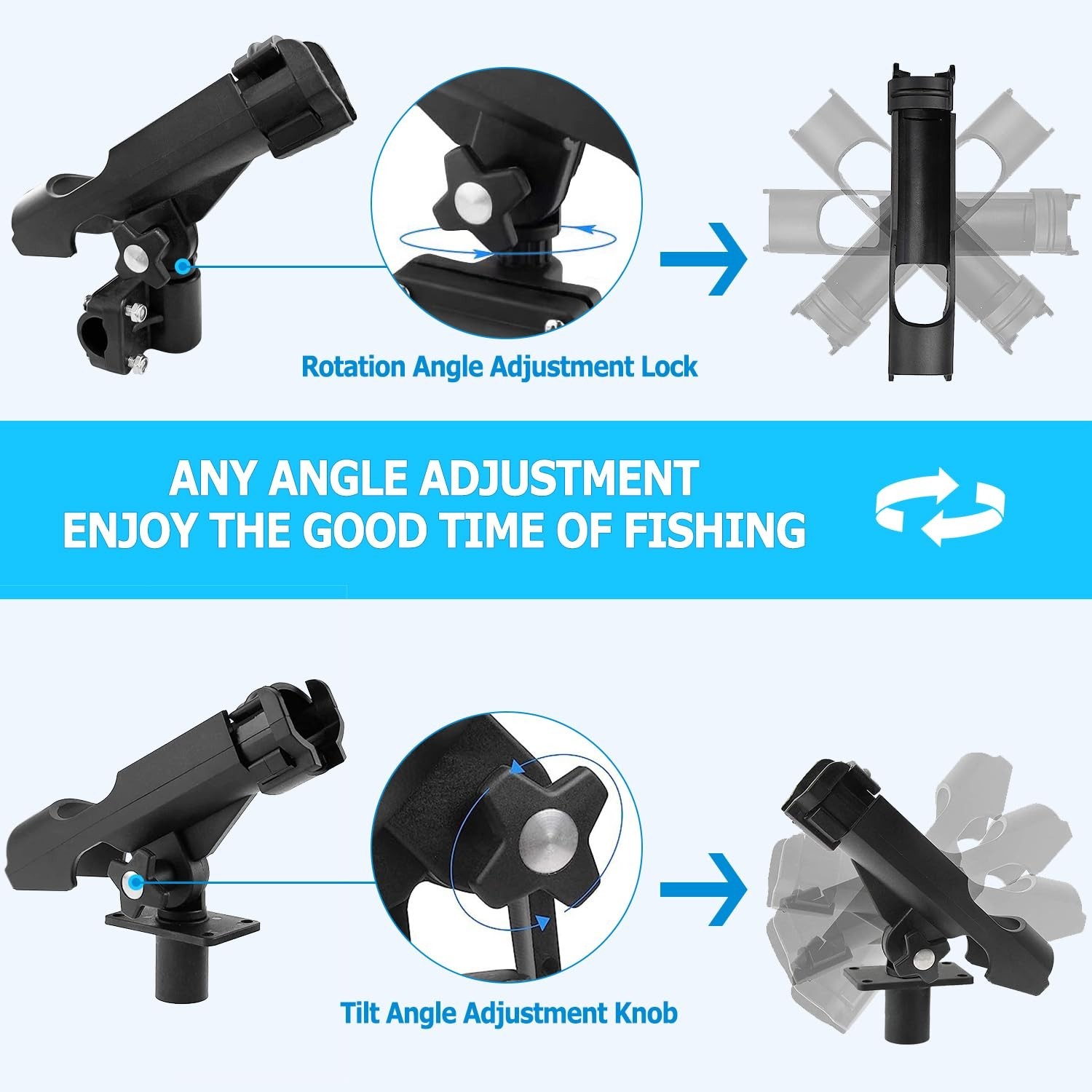LBW Fishing Rod Holders for Boat Side Deck Mount Rod Holder Adjustable Kayak …