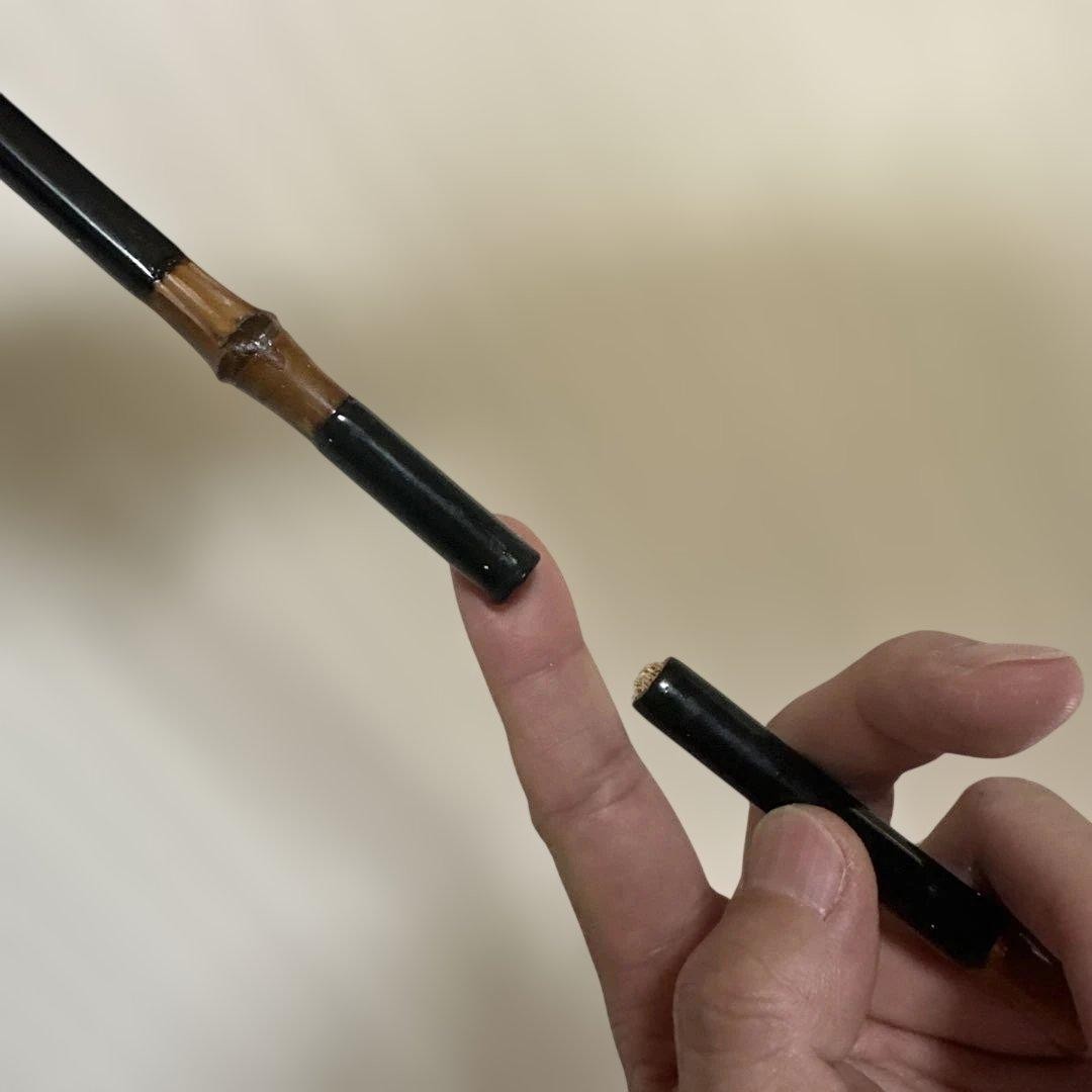 Bamboo Fishing Rod 220cm Junk Black & Brown Durable, Breaks at Joint Used