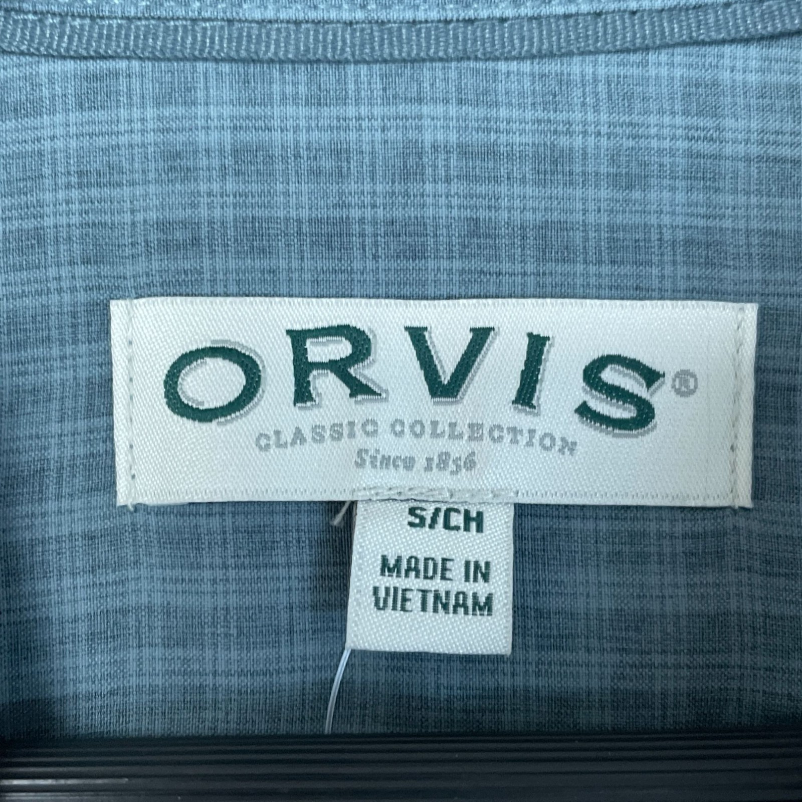 Orvis Men’s S Short Sleeve Check Button Up Shirt Blue Outdoor F1042