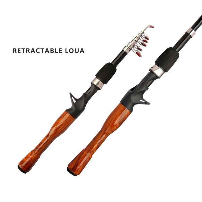Mini Fishing Spinning Casting Rod 1.3-1.8m Telescopic Carbon Fiber Pole Sea Bass