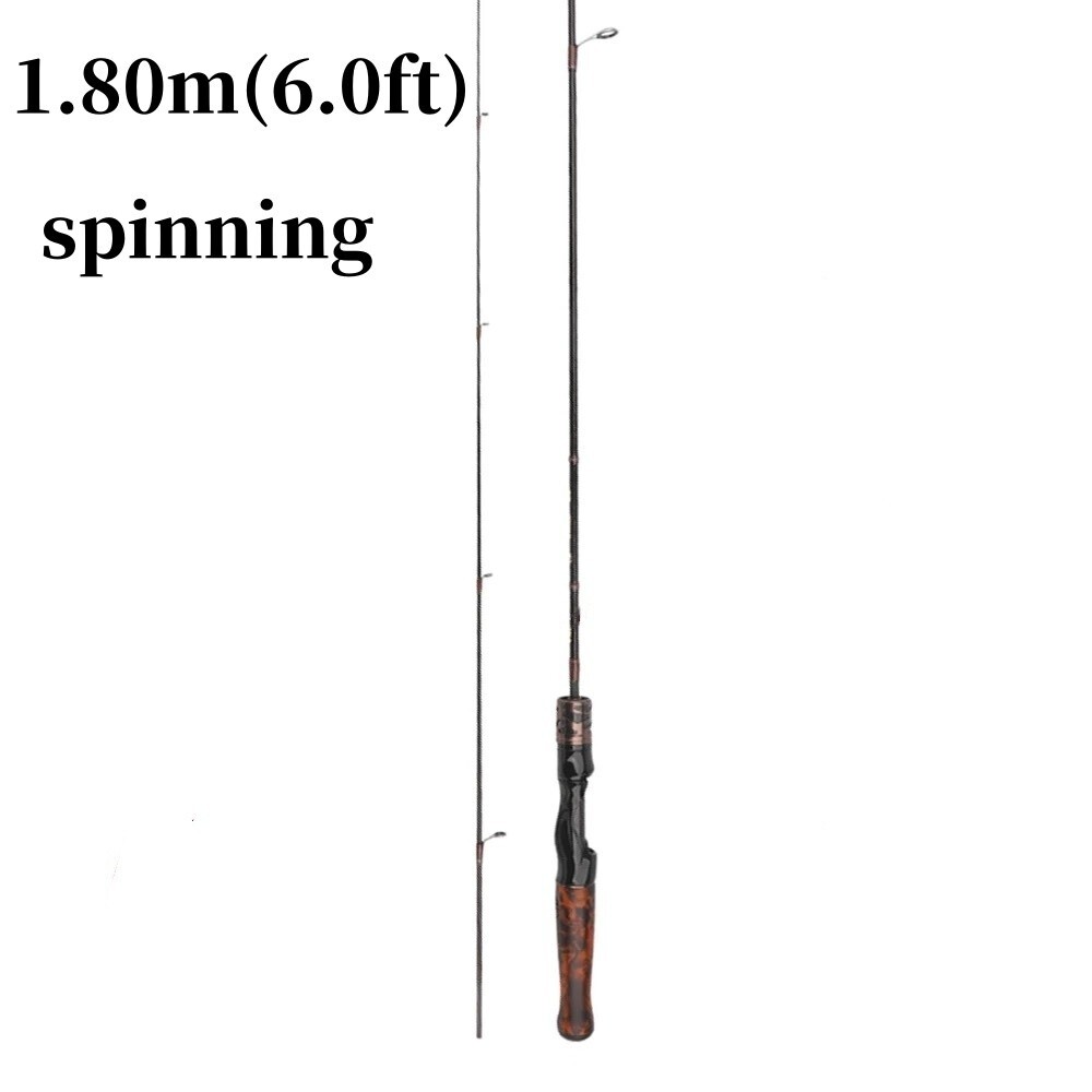 5.6ft 6ft Fishing Rod Carbon Fiber Ultra Light Rod Wood Handle Casting/Spinning