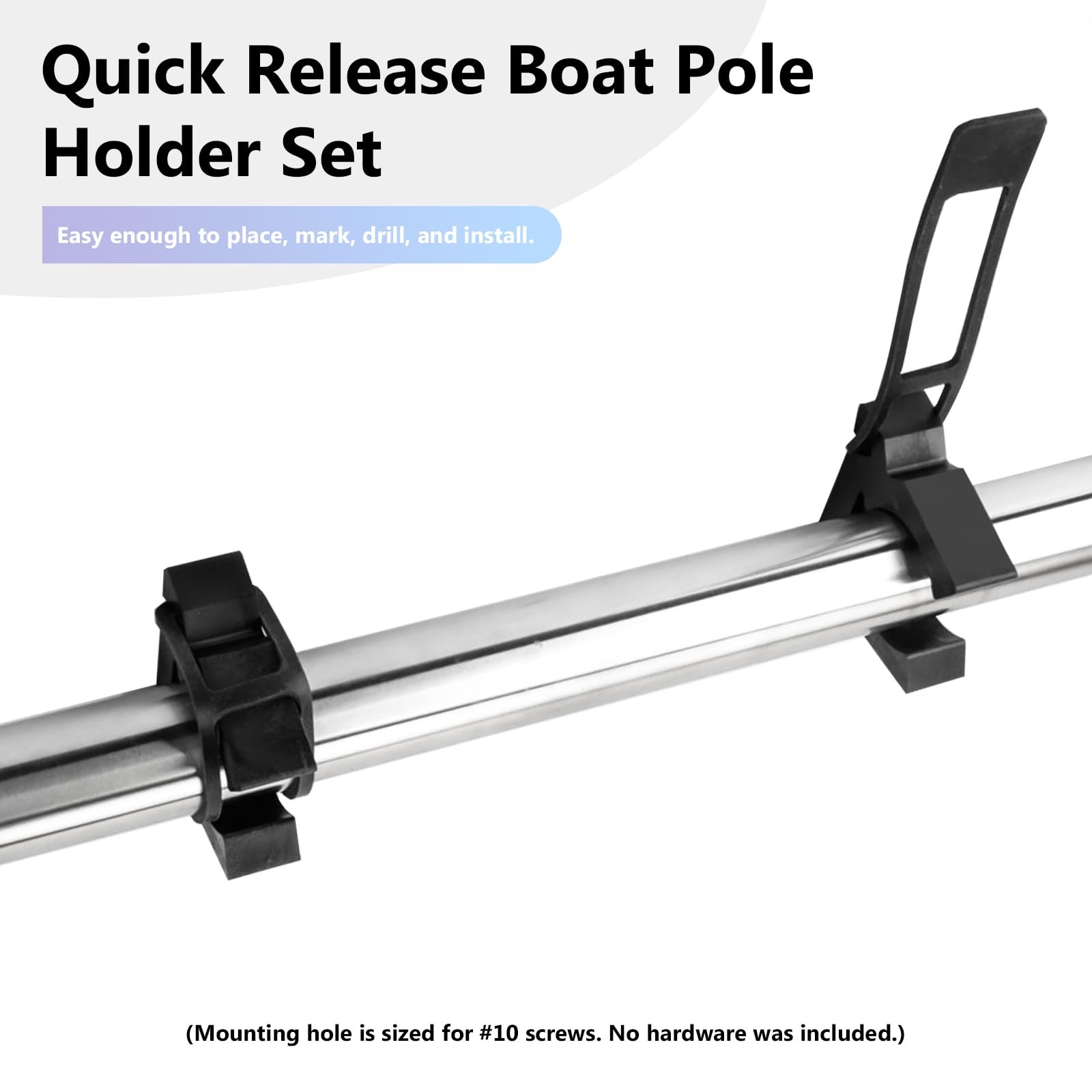 Black Rubber Spring Clamp Oar & Pole Holders with Strap, Marine