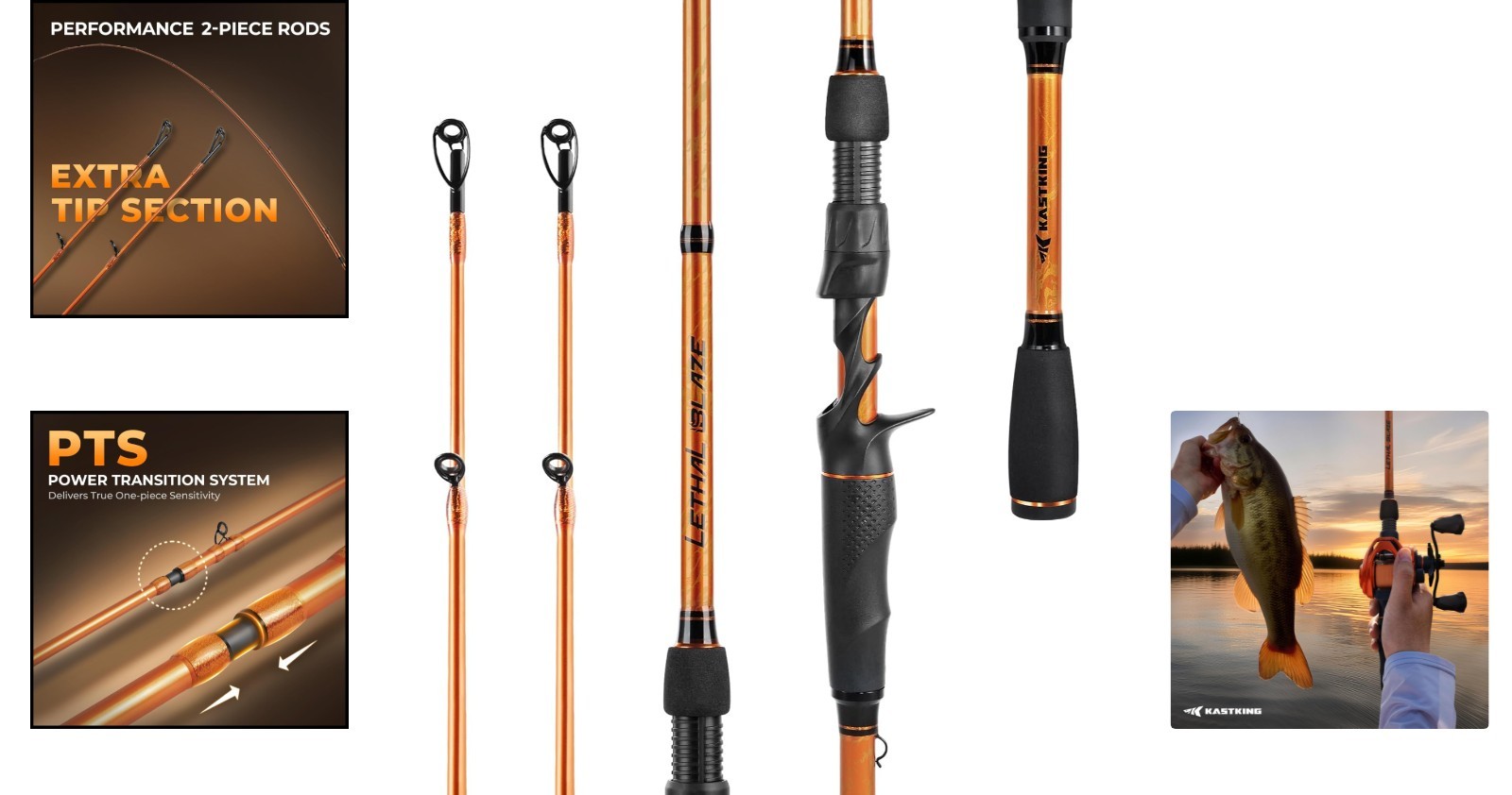 Lethal Blaze 2-Piece Fishing Rod – Strong Carbon Fiber for Bass & Trout Fishing