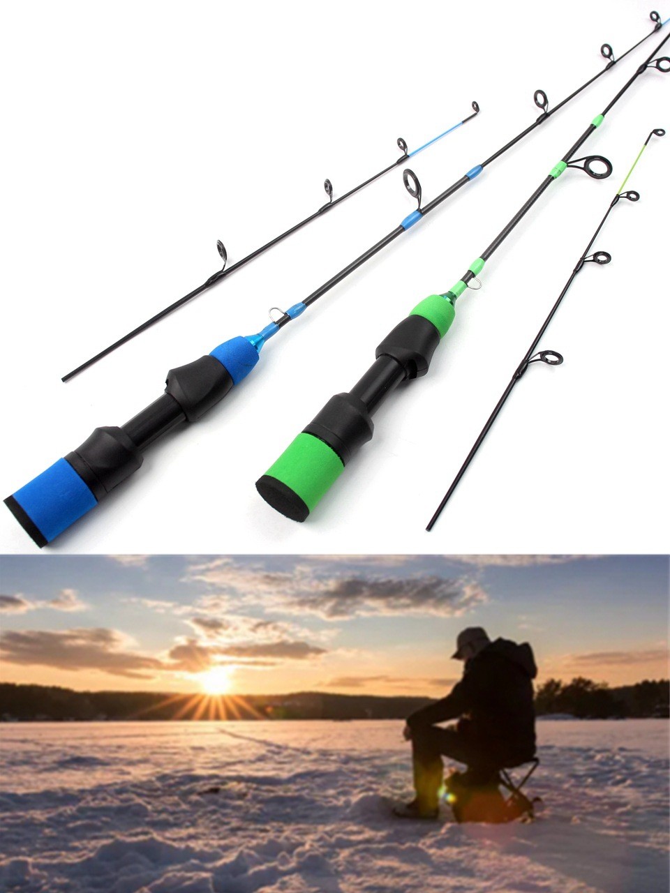 Ice Fishing Rod Carbon Fiber Fast Action Casting Spinning Travel Rod Carp 55cm