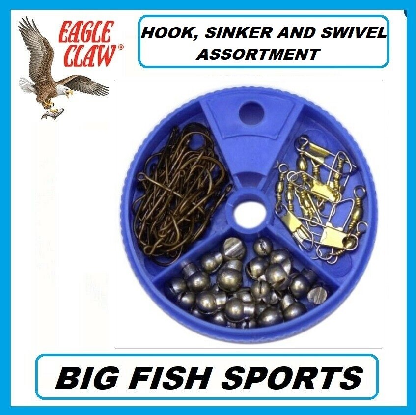 EAGLE CLAW HOOK, SWIVEL AND SINKER ASSORTMENT 75 PIECE #05010H-001 DIAL PACK