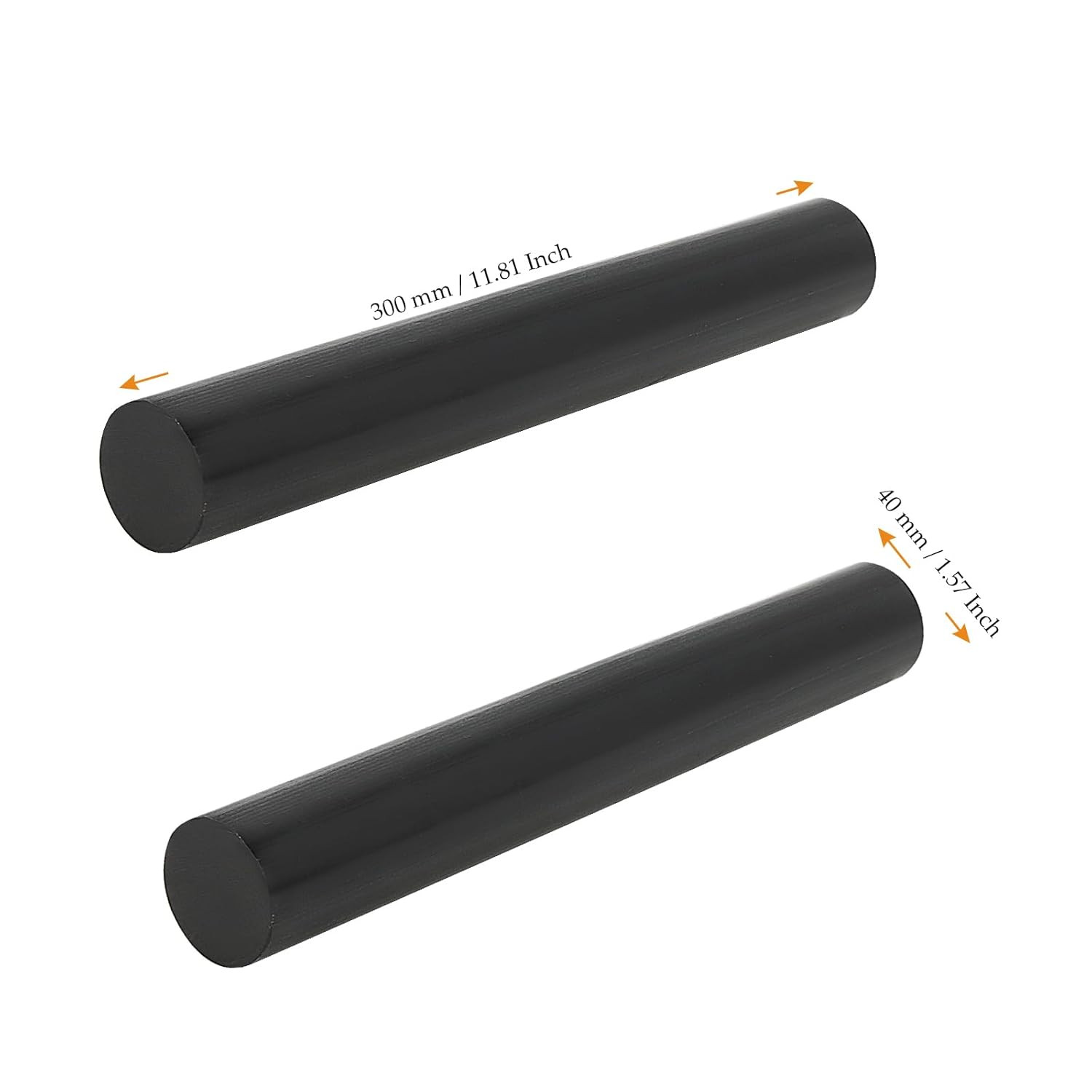2Pcs 1.57 x 11.8 Inch Black Round Acetal Copolymer Rods, Long Pom Plastic Rods,
