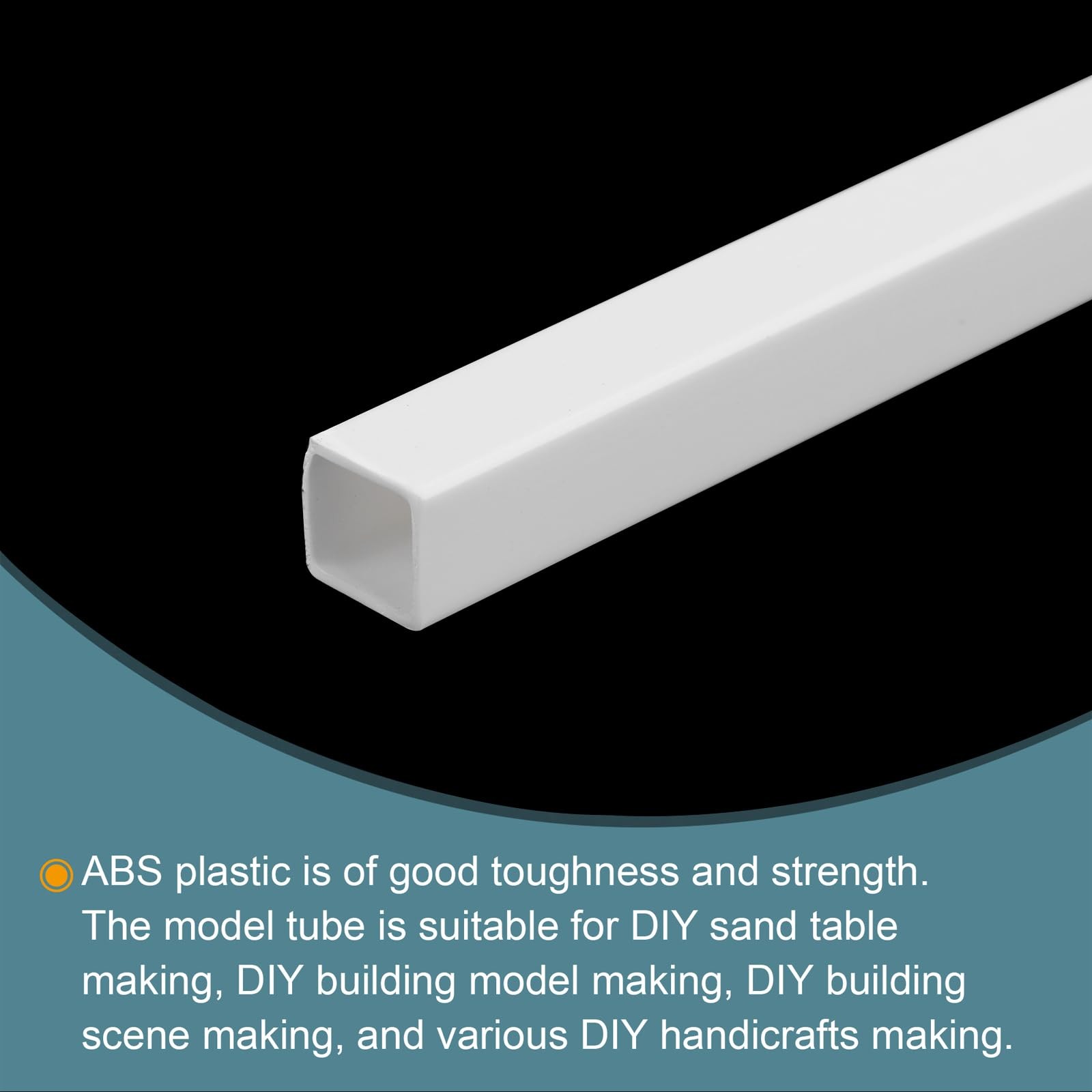 5pcs 20 Inch Plastic Model Tube ABS Solid Square Bar 0.4×0.4 Inch White