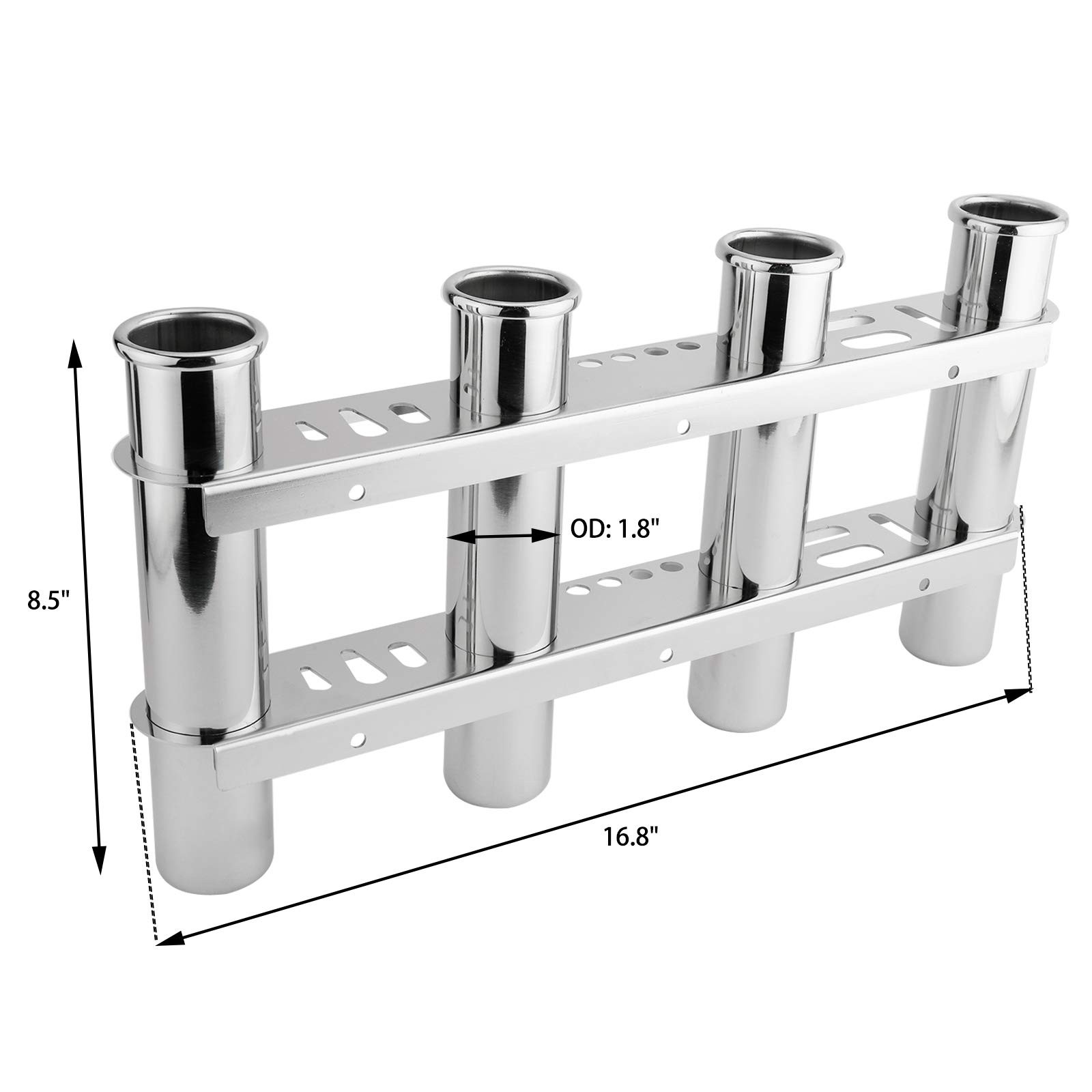 Novelbee 316 Stainless Steel 4 Tubes Fishing Rod Holder For Boat Marine Kayak